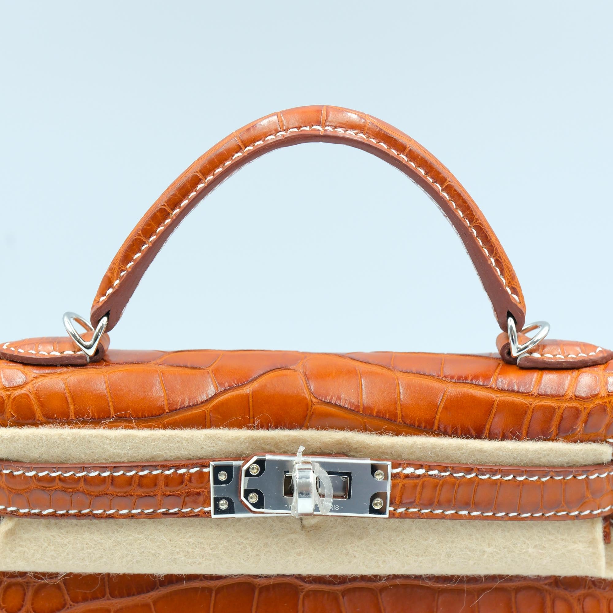 Hermès Kelly 20 Mini II Sellier Fauve Matte Alligator Mini Barenia Palladium Hardware