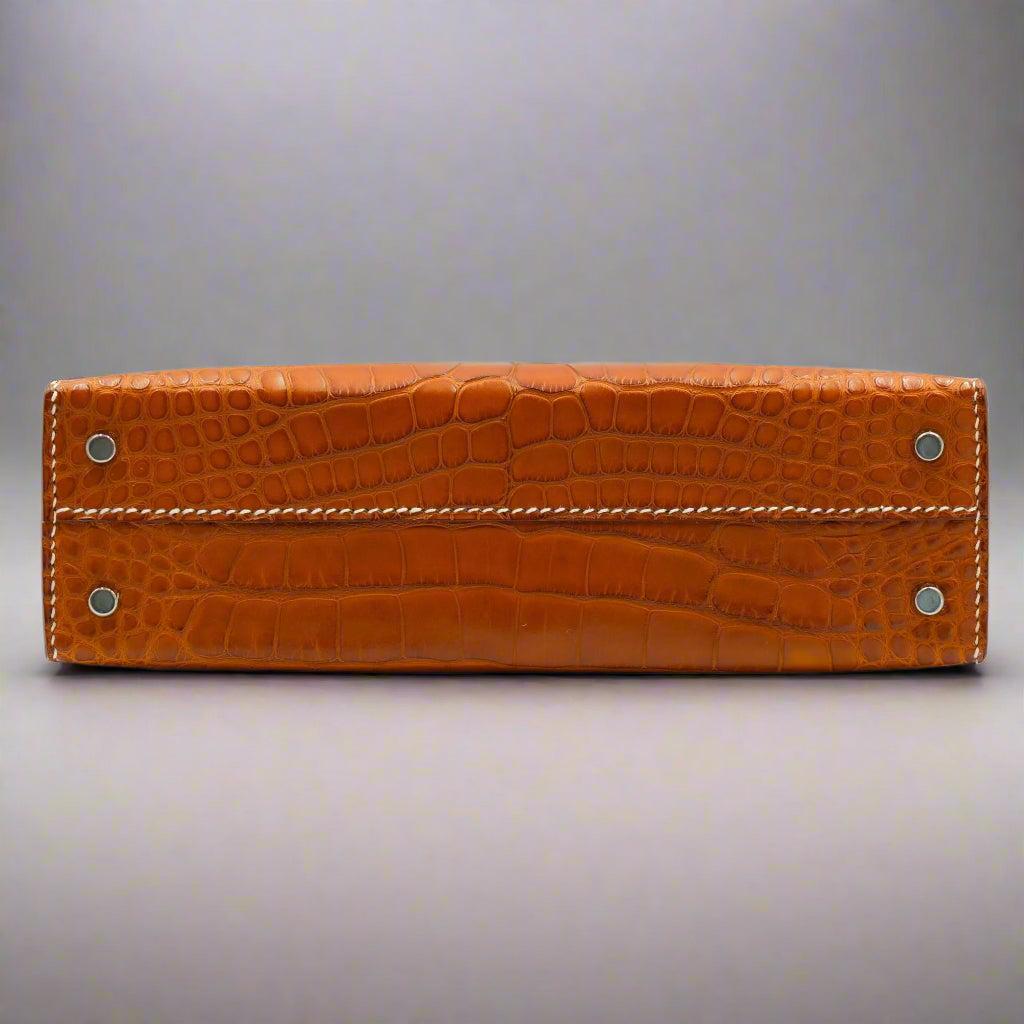 Hermès Kelly 20 Mini II Sellier Fauve Matte Alligator Mini Barenia Palladium Hardware