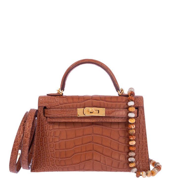 Hermès Kelly 20 Mini II Sellier Gold Matte Alligator Gold Hardware