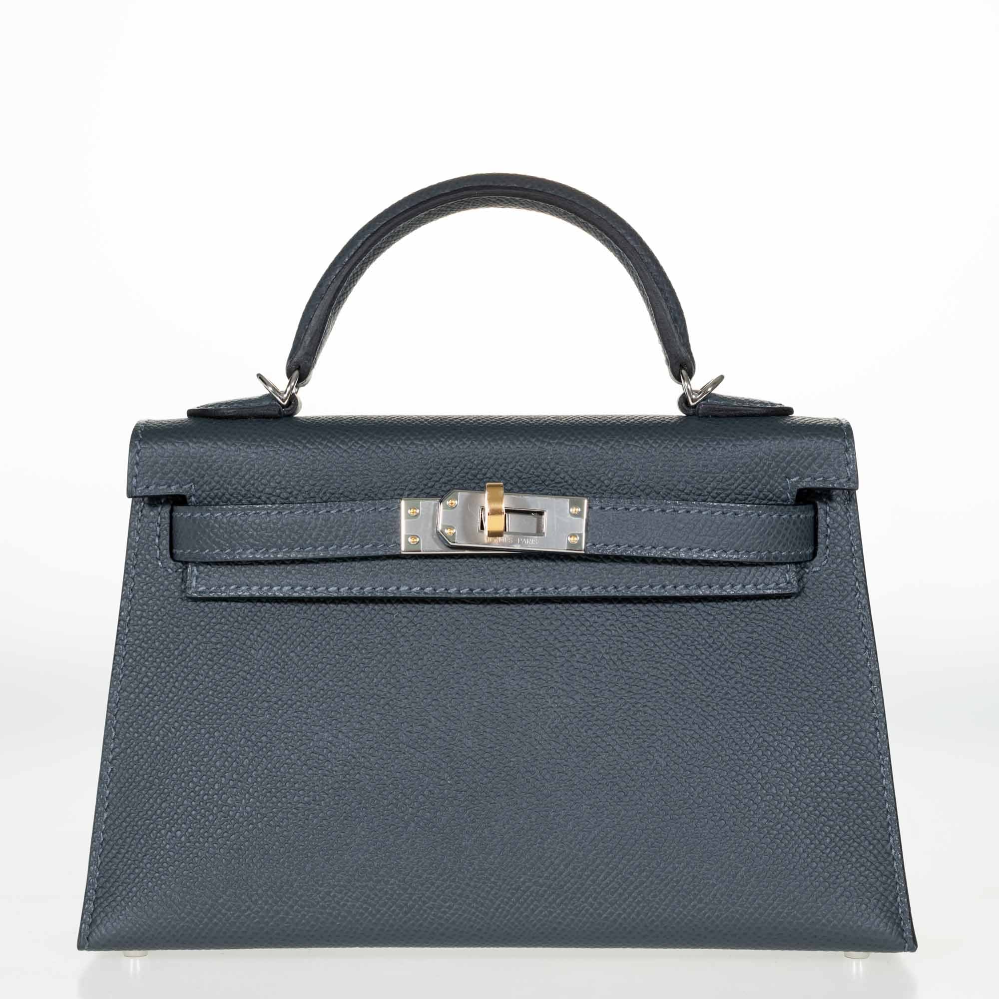 Hermès Kelly 20 Mini II Sellier Gris Misty Epsom Electrum Hardware