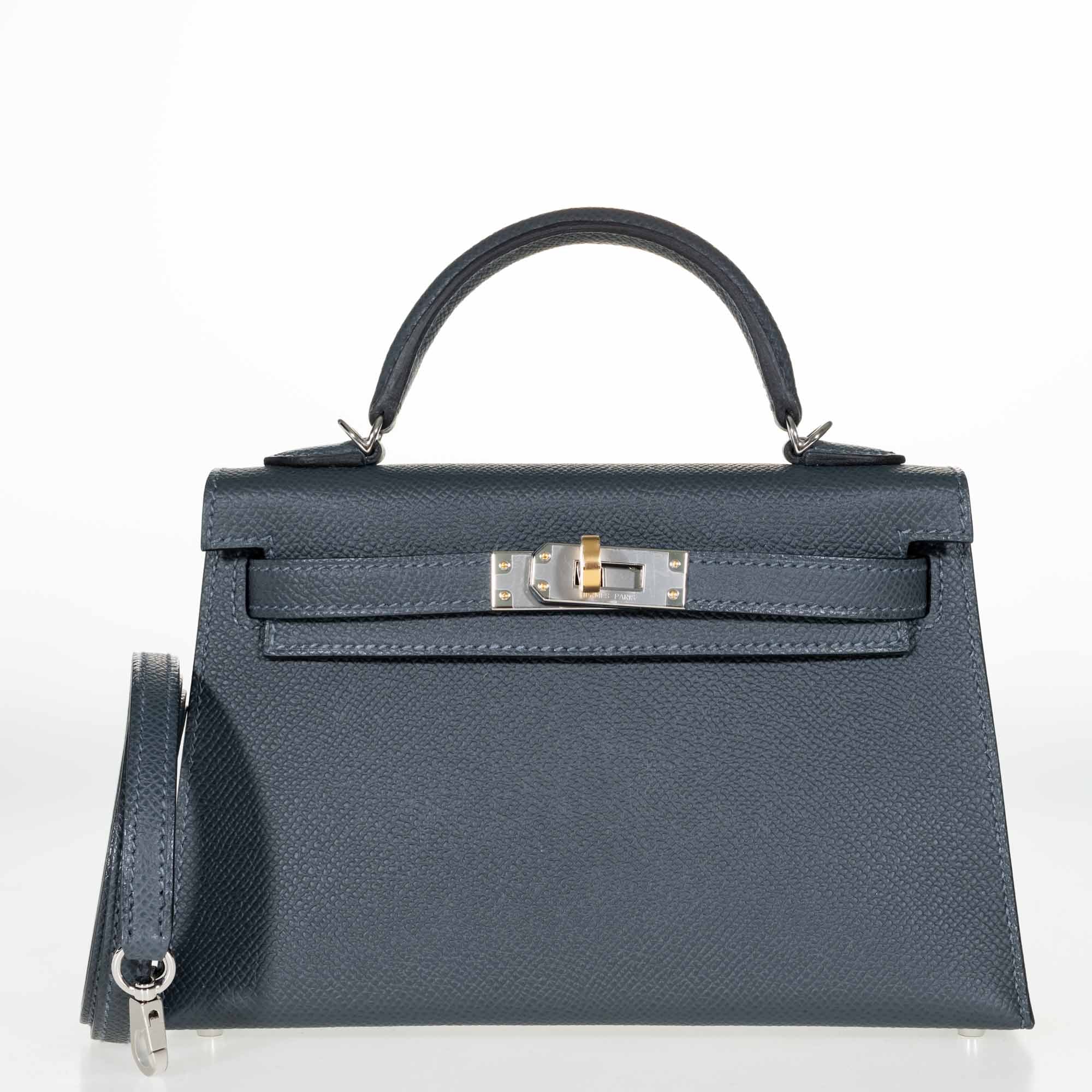 Hermès Kelly 20 Mini II Sellier Gris Misty Epsom Electrum Hardware