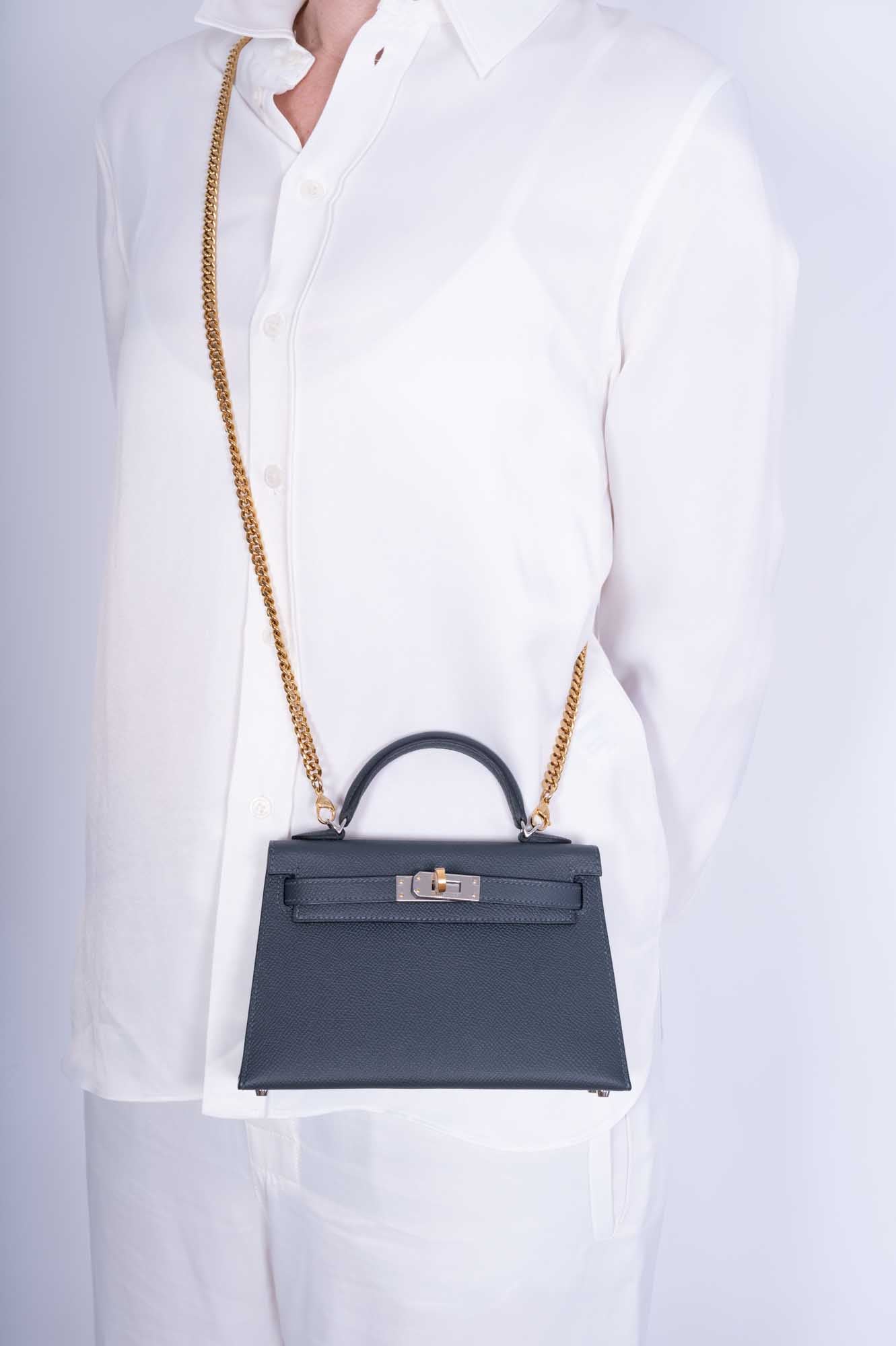 Hermès Kelly 20 Mini II Sellier Gris Misty Epsom Electrum Hardware