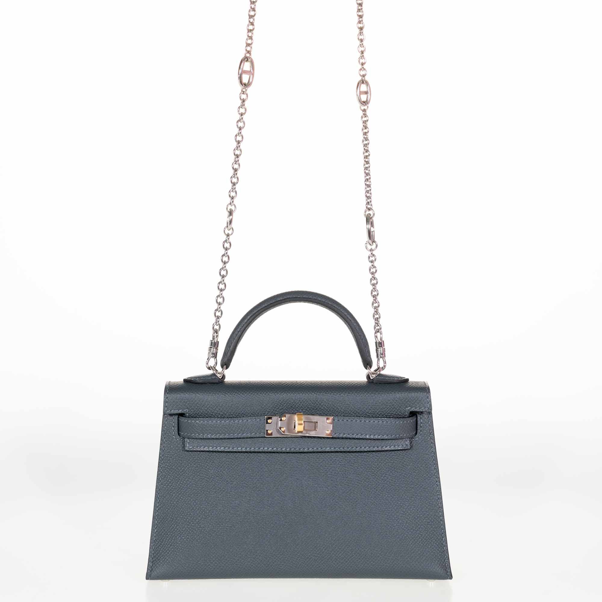 Hermès Kelly 20 Mini II Sellier Gris Misty Epsom Electrum Hardware