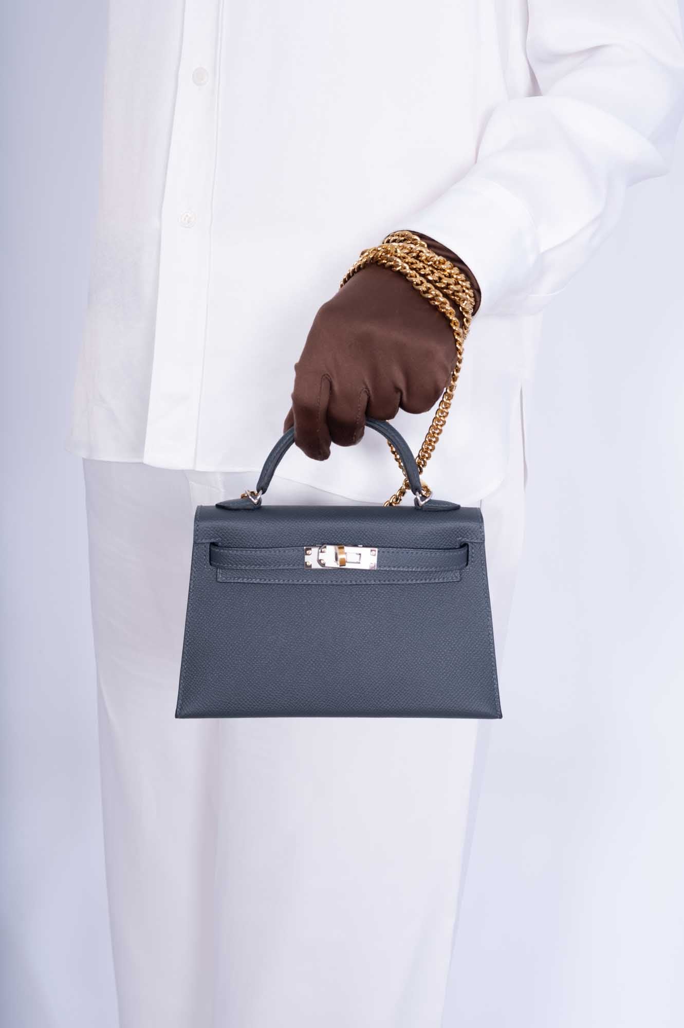 Hermès Kelly 20 Mini II Sellier Gris Misty Epsom Electrum Hardware