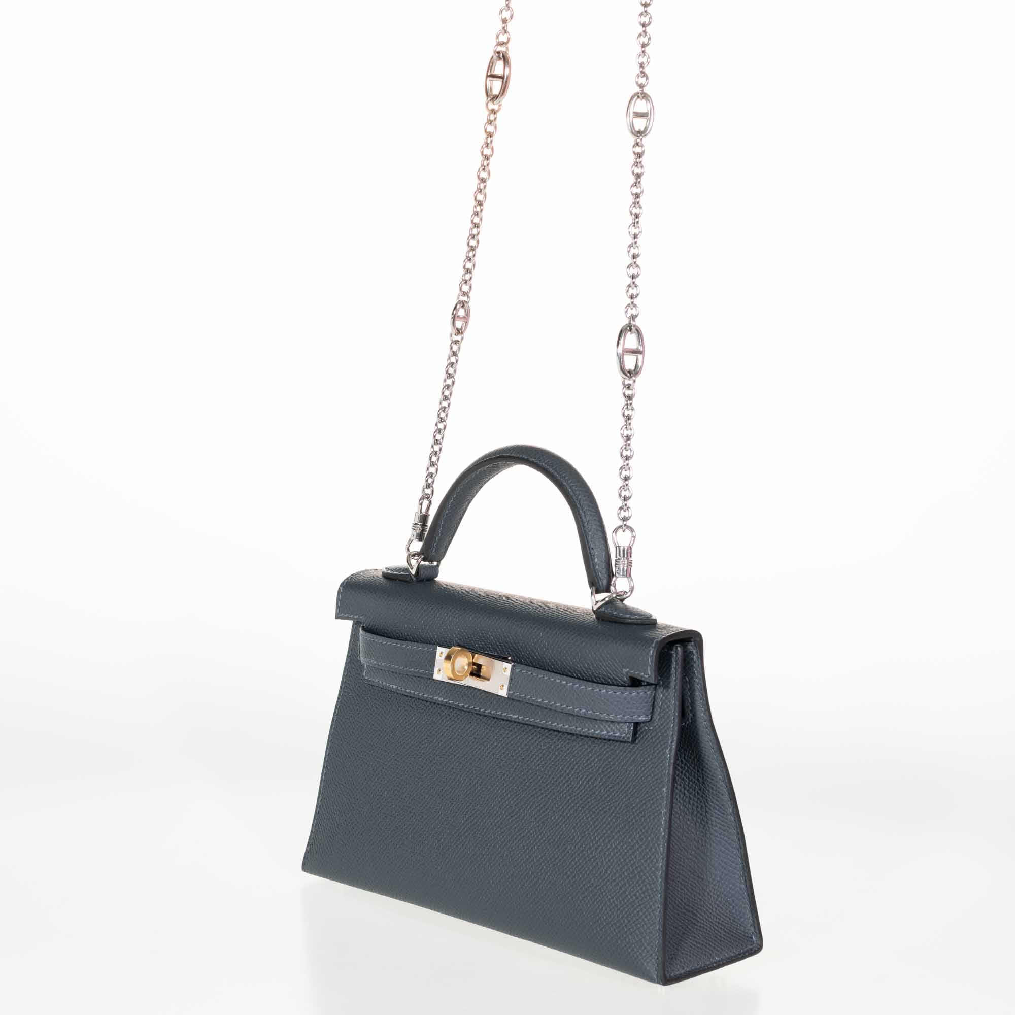 Hermès Kelly 20 Mini II Sellier Gris Misty Epsom Electrum Hardware