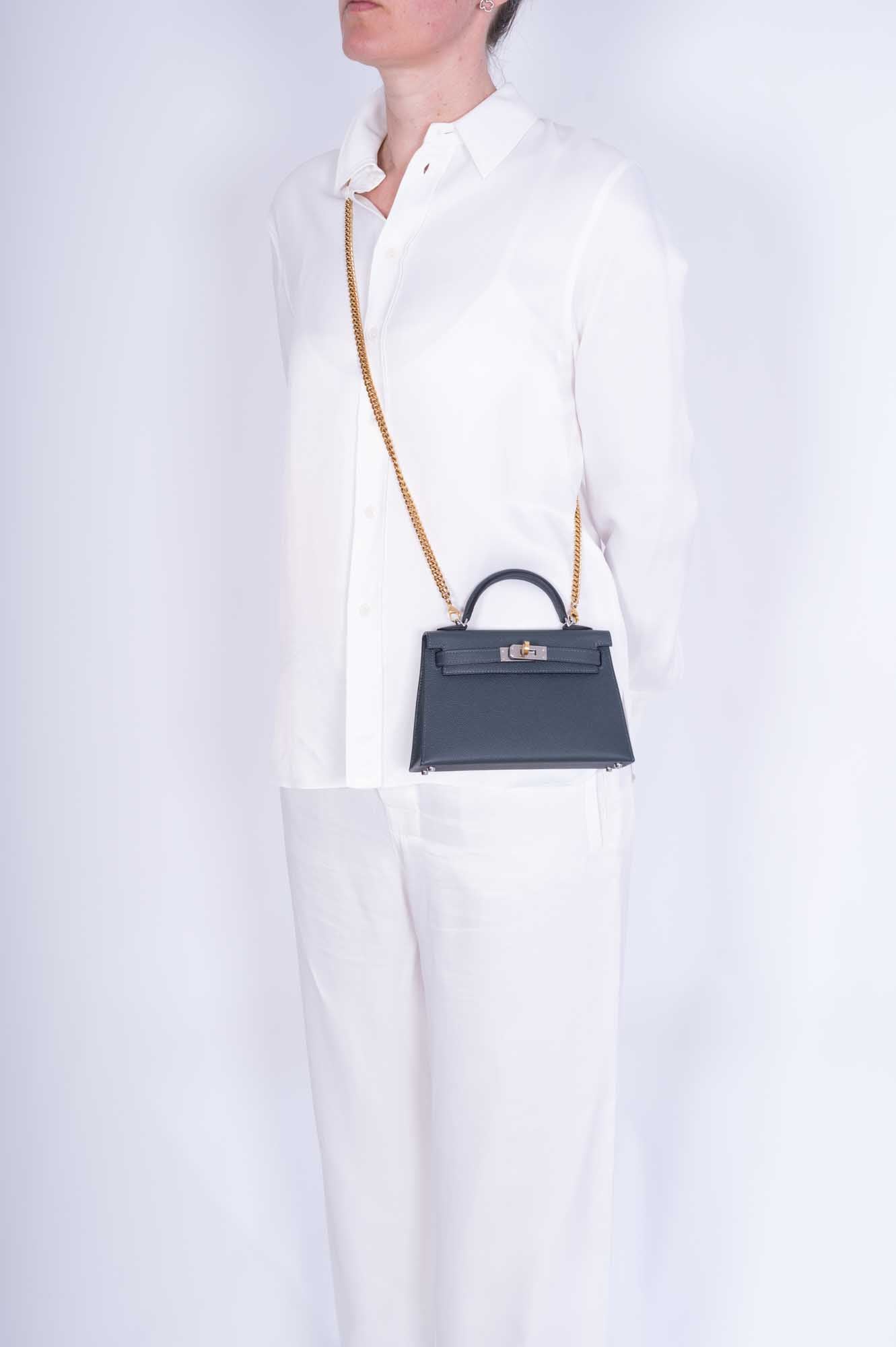 Hermès Kelly 20 Mini II Sellier Gris Misty Epsom Electrum Hardware