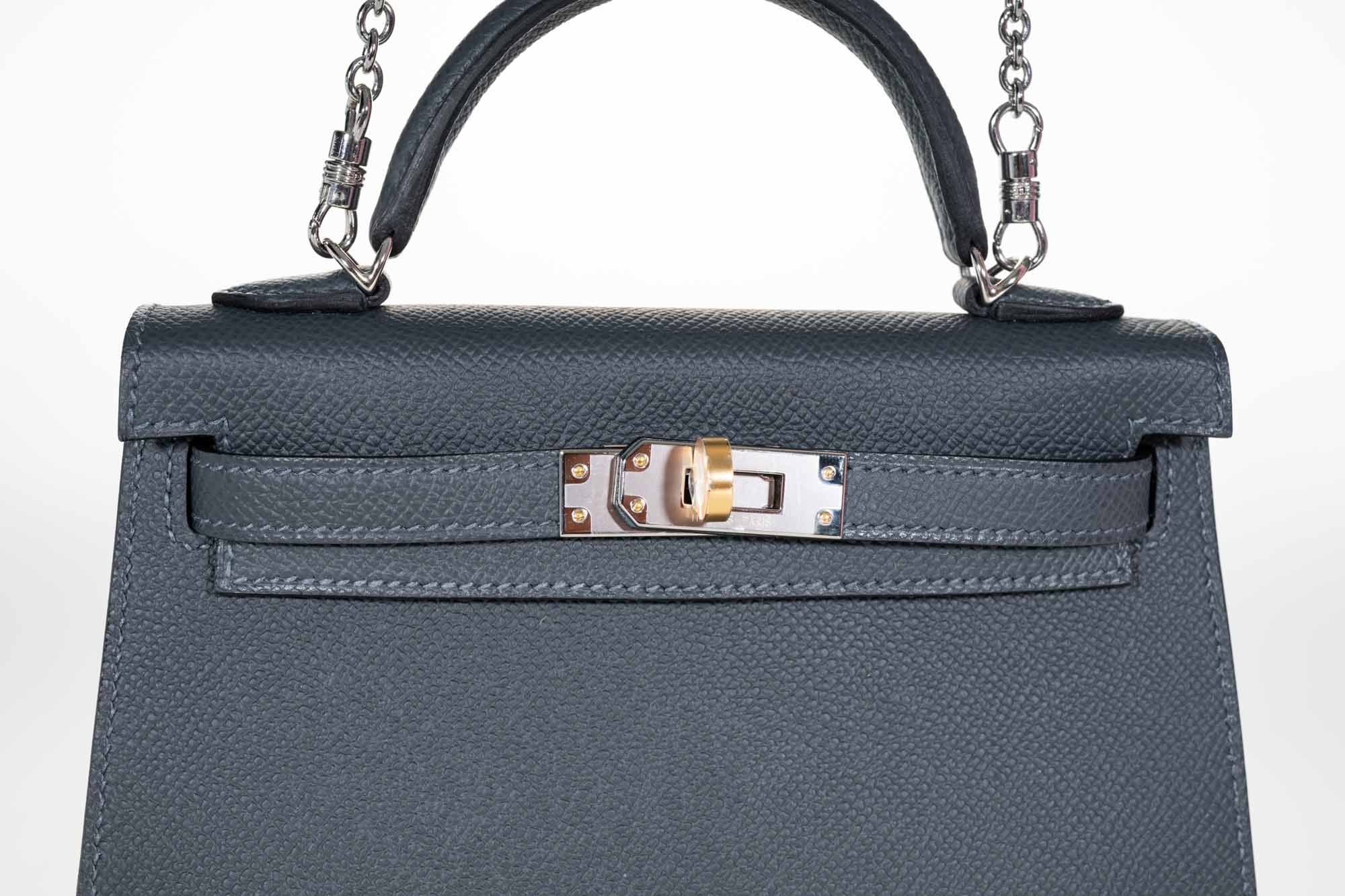 Hermès Kelly 20 Mini II Sellier Gris Misty Epsom Electrum Hardware