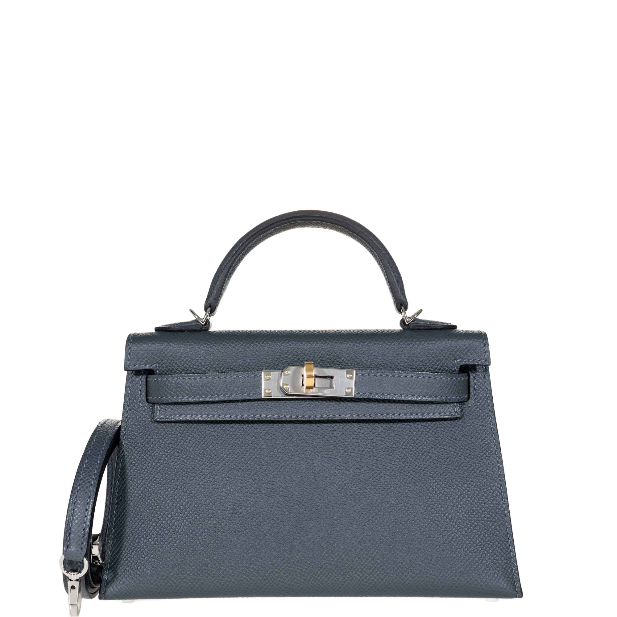 Hermès Kelly 20 Mini II Sellier Gris Misty Epsom Electrum Hardware