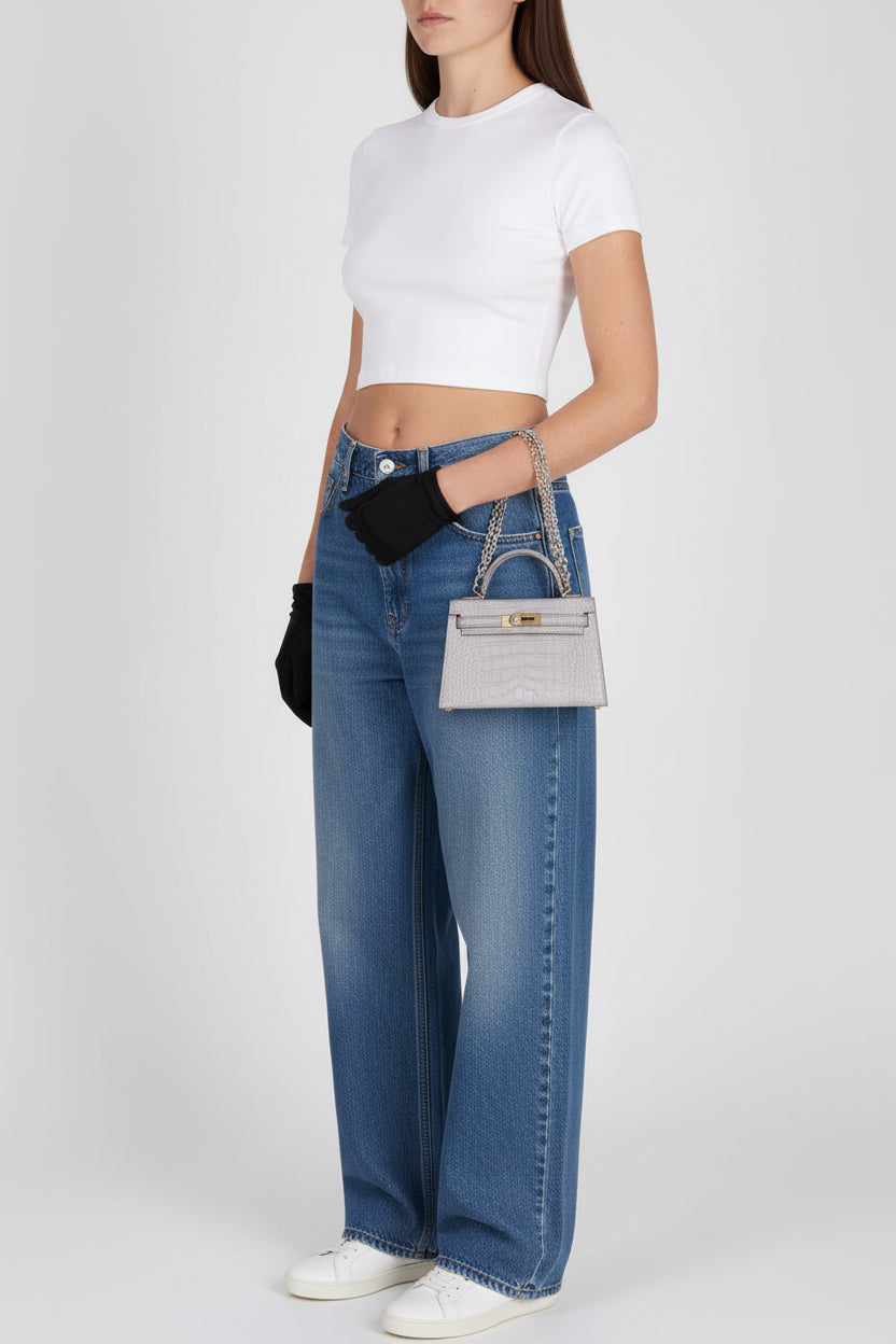 Hermès Kelly 20 Mini II Sellier Gris Perle Matte Alligator Gold Hardware