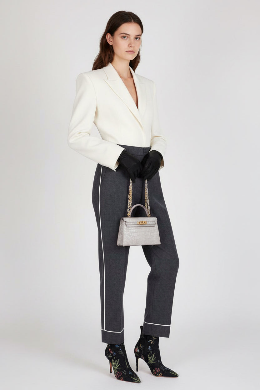 Hermès Kelly 20 Mini II Sellier Gris Perle Matte Alligator Gold Hardware