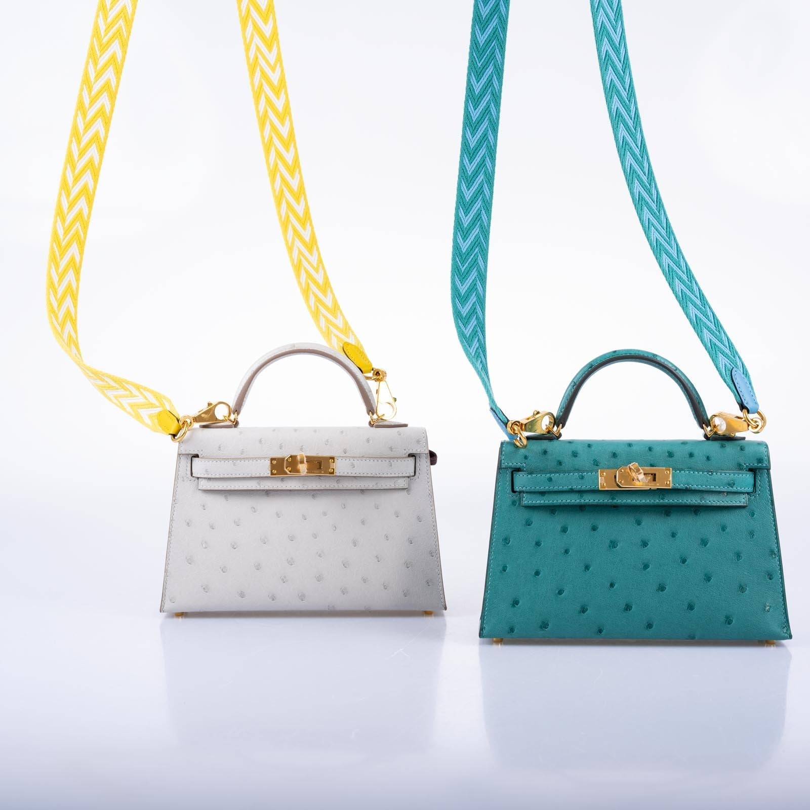 Hermès Kelly 20 Mini II Sellier Gris Perle Ostrich with Gold Hardware
