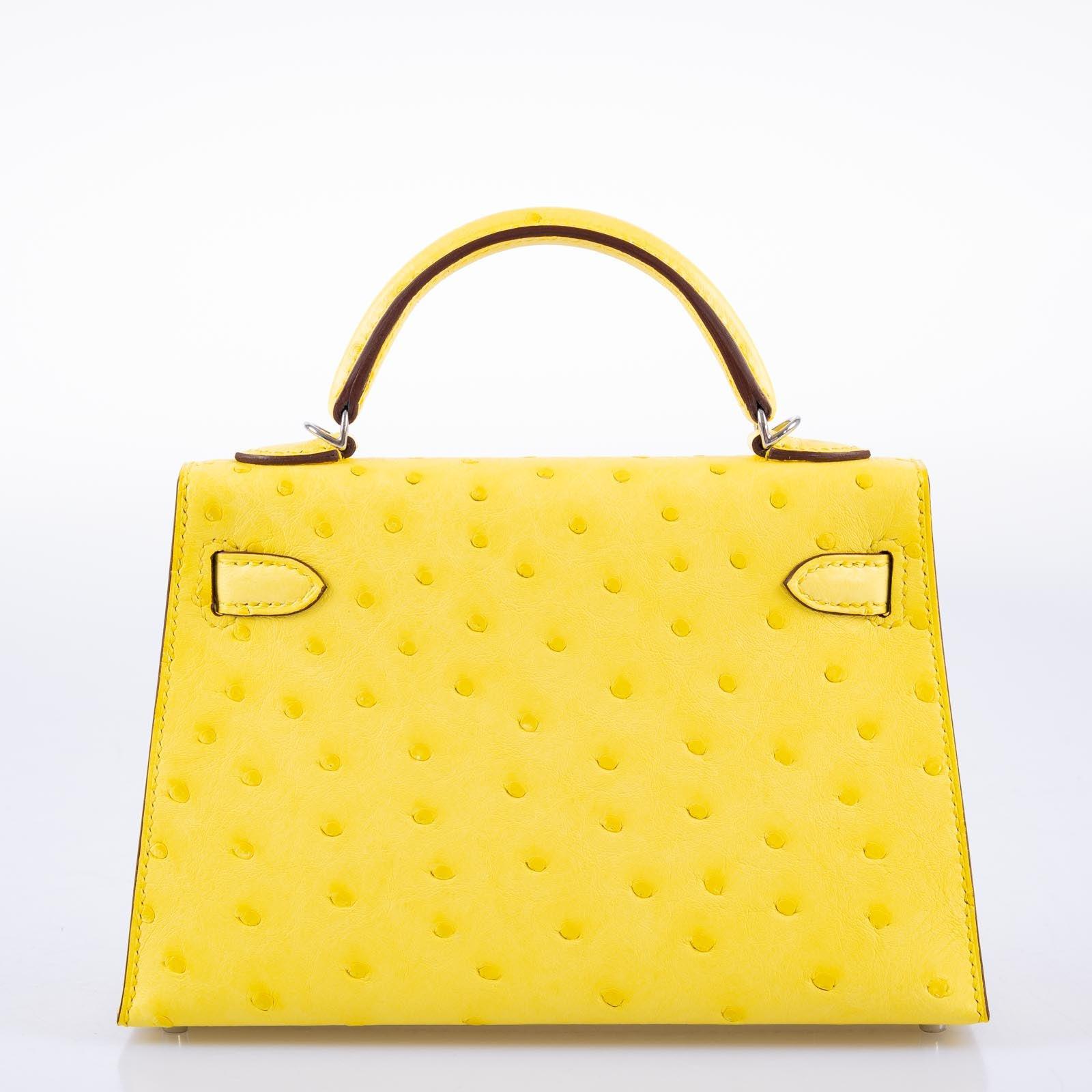 Hermès Kelly 20 Mini II Sellier Jaune Citron Ostrich Palladium Hardware