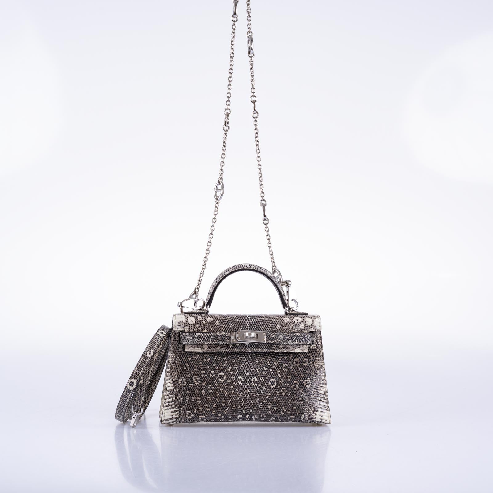 Hermès Kelly 20 Mini II Sellier Ombré Lizard Palladium Hardware