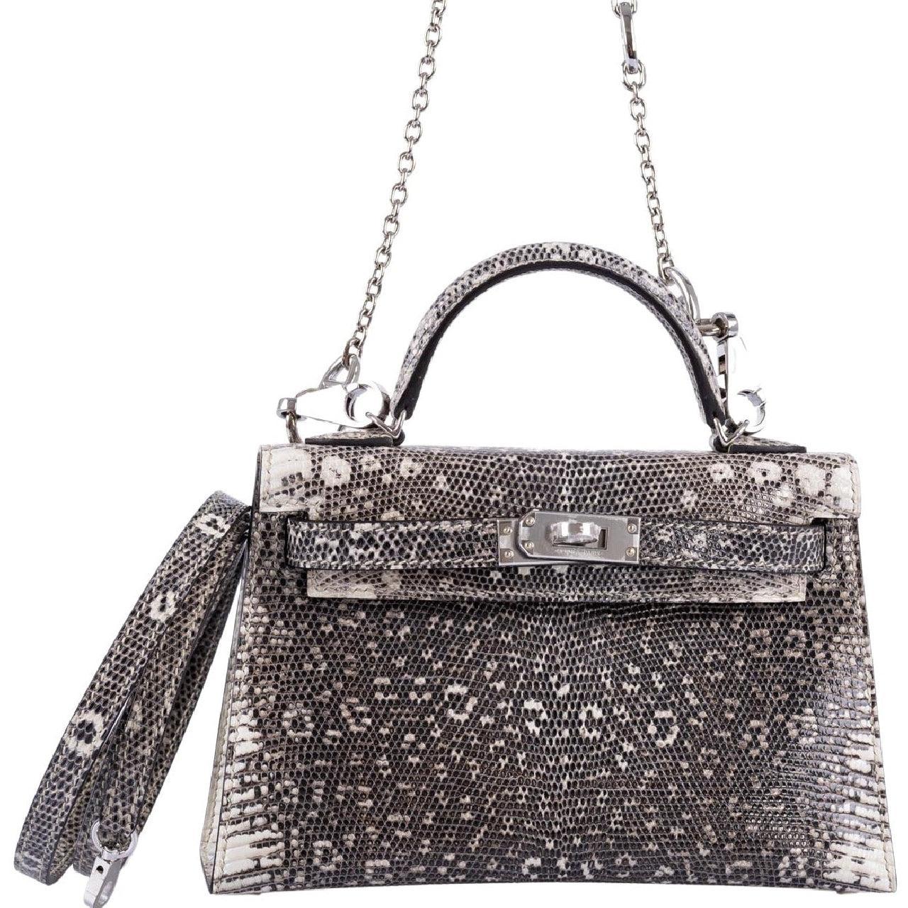 Hermès Kelly 20 Mini II Sellier Ombré Lizard Palladium Hardware