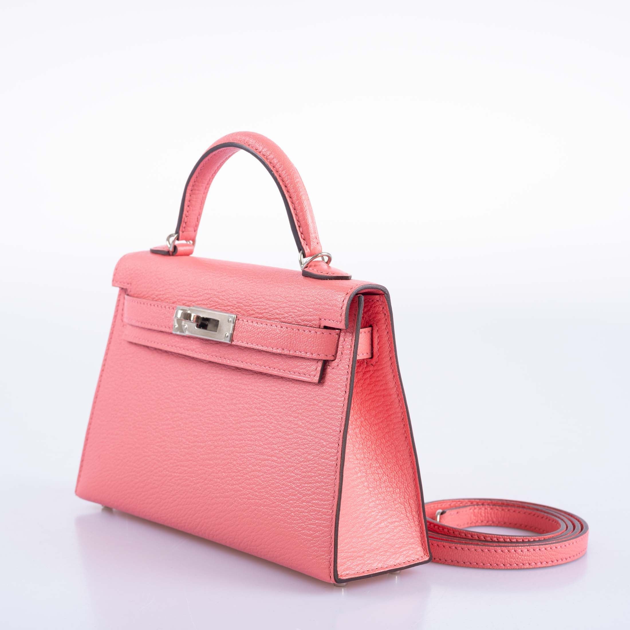 Hermès Kelly 20 Mini II Sellier Rose D'ete Chevre Palladium Hardware