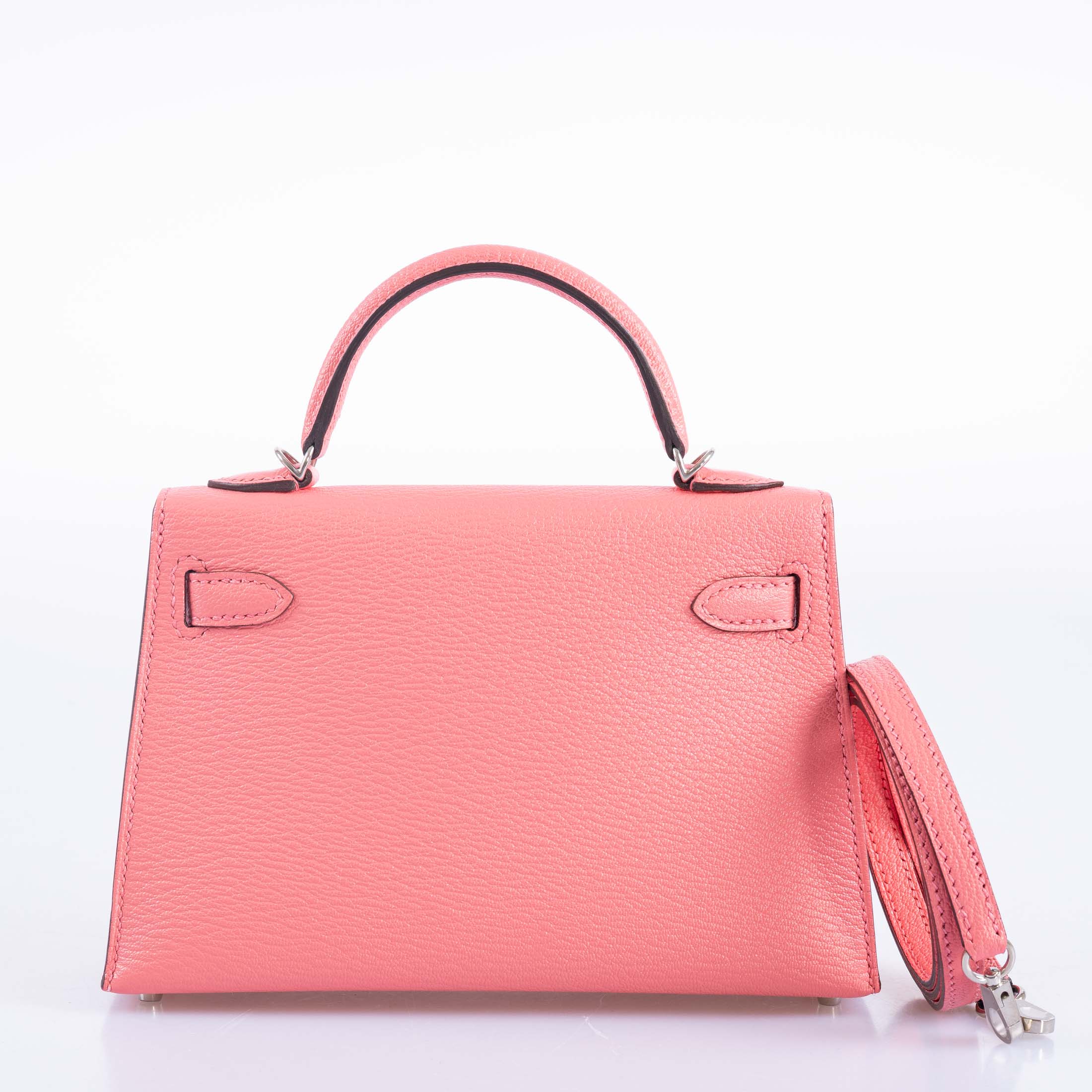 Hermès Kelly 20 Mini II Sellier Rose D'ete Chevre Palladium Hardware