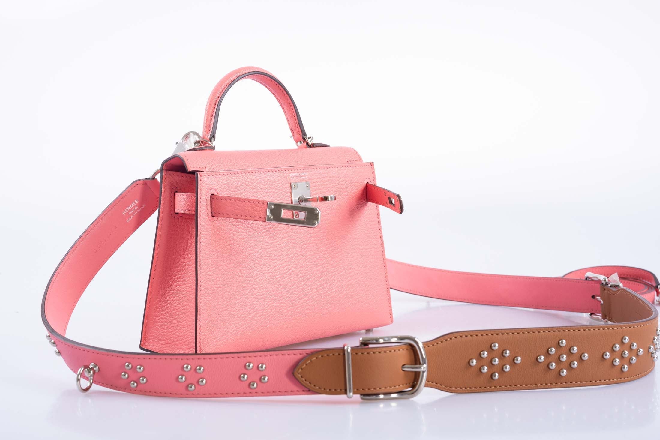 Hermès Kelly 20 Mini II Sellier Rose D'ete Chevre Palladium Hardware