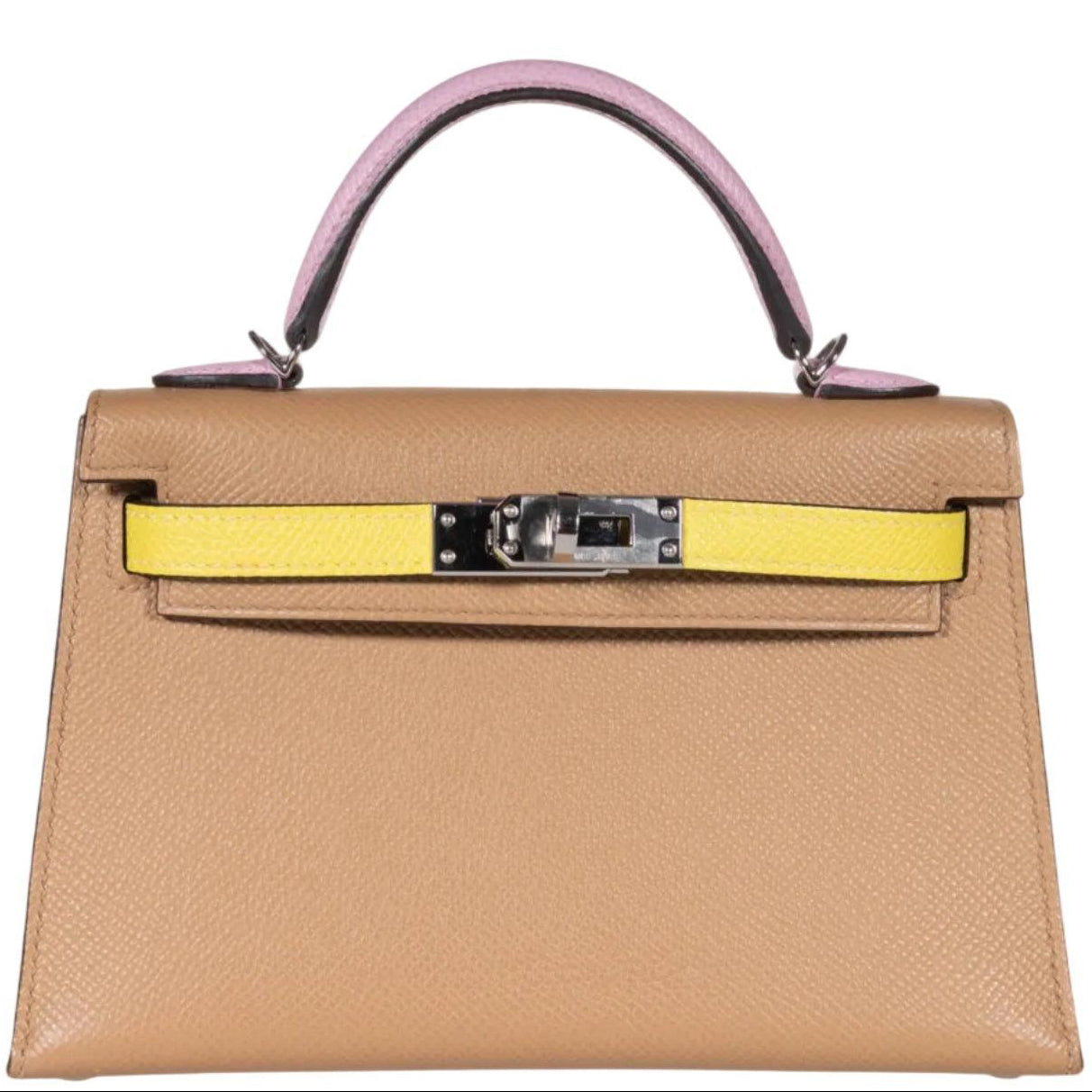 Hermès Kelly 20 Mini II Sellier Tricolor Chai Lime Mauve Sylvestre Epsom Palladium Hardware