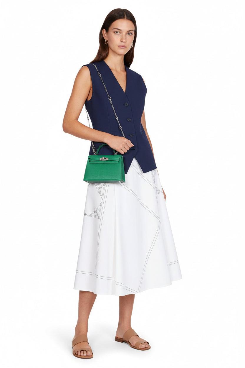 Hermès Kelly 20 Mini II Sellier Verso Cactus & Bleu Atoll Epsom Palladium Hardware