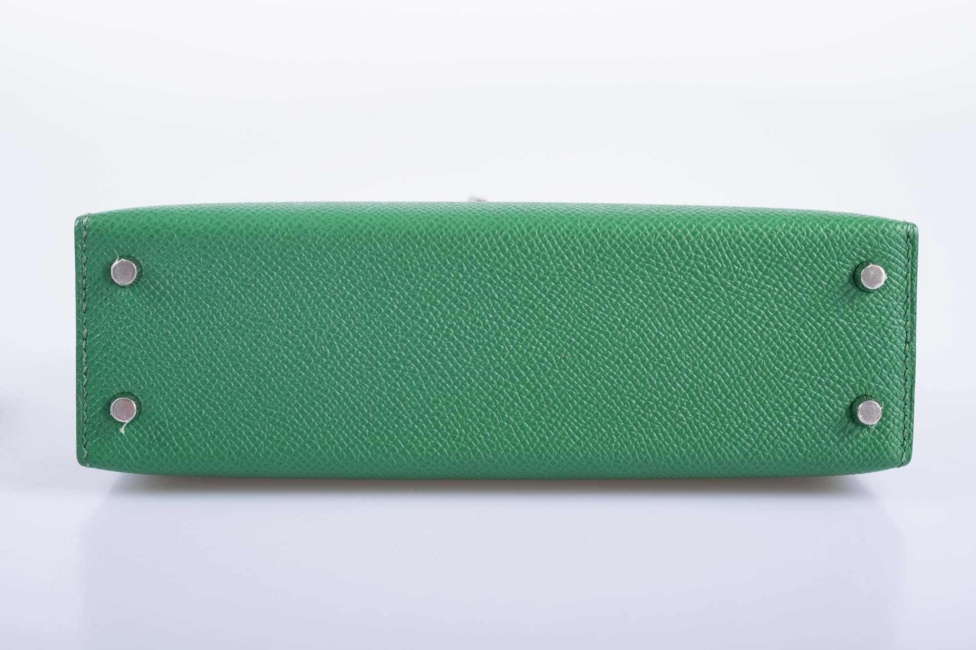 Hermès Kelly 20 Mini II Sellier Verso Cactus & Bleu Atoll Epsom Palladium Hardware
