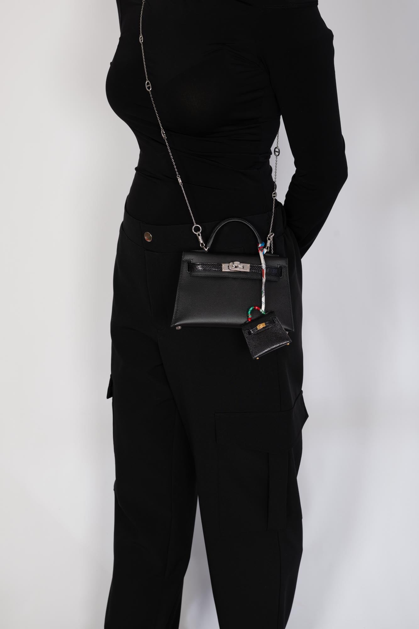 Hermès Kelly 20 Mini II Touch Sellier Black Madame & Lizard Palladium Hardware