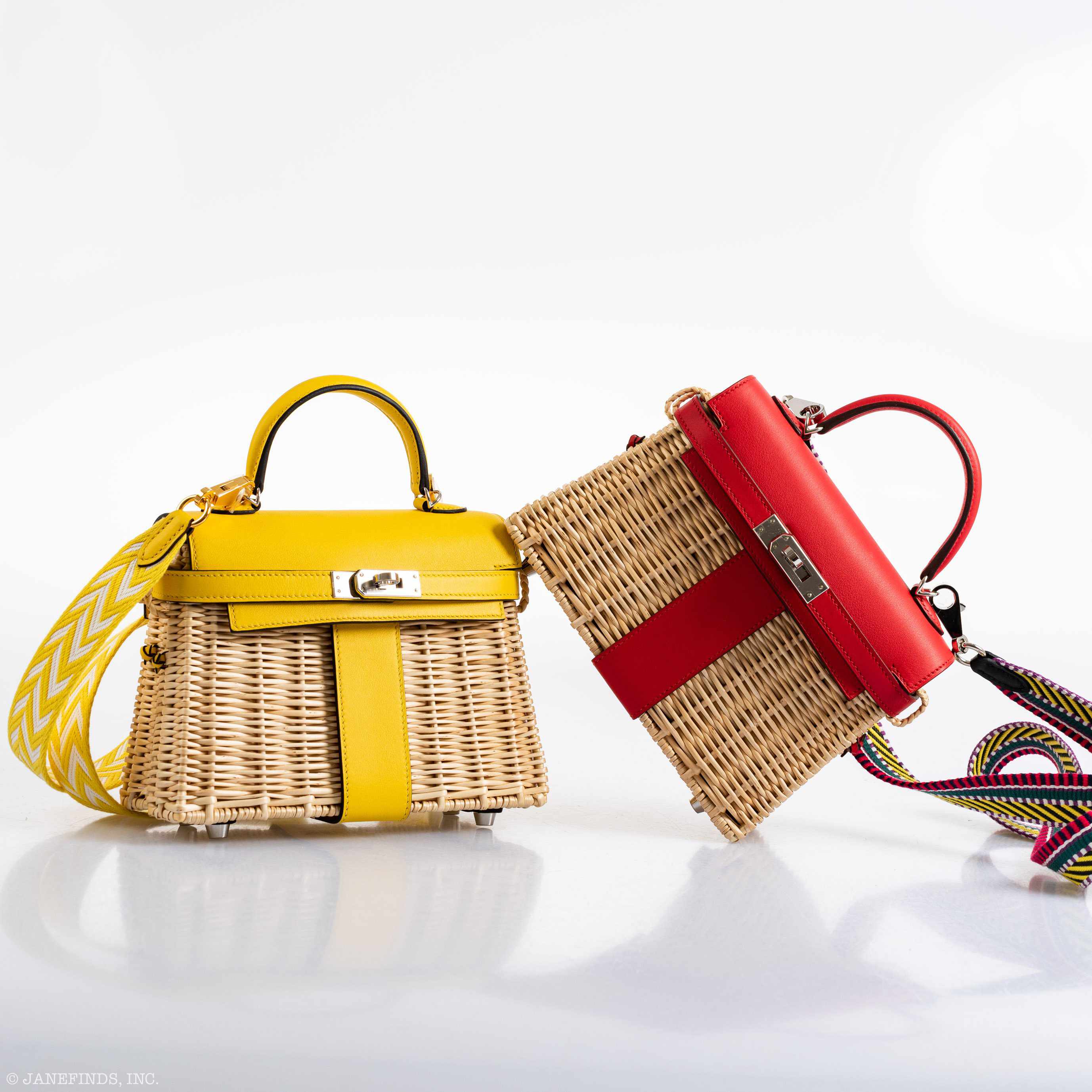 Hermès Kelly 20 Mini Picnic Jaune de Naples, Swift & Osier Wicker Palladium Hardware