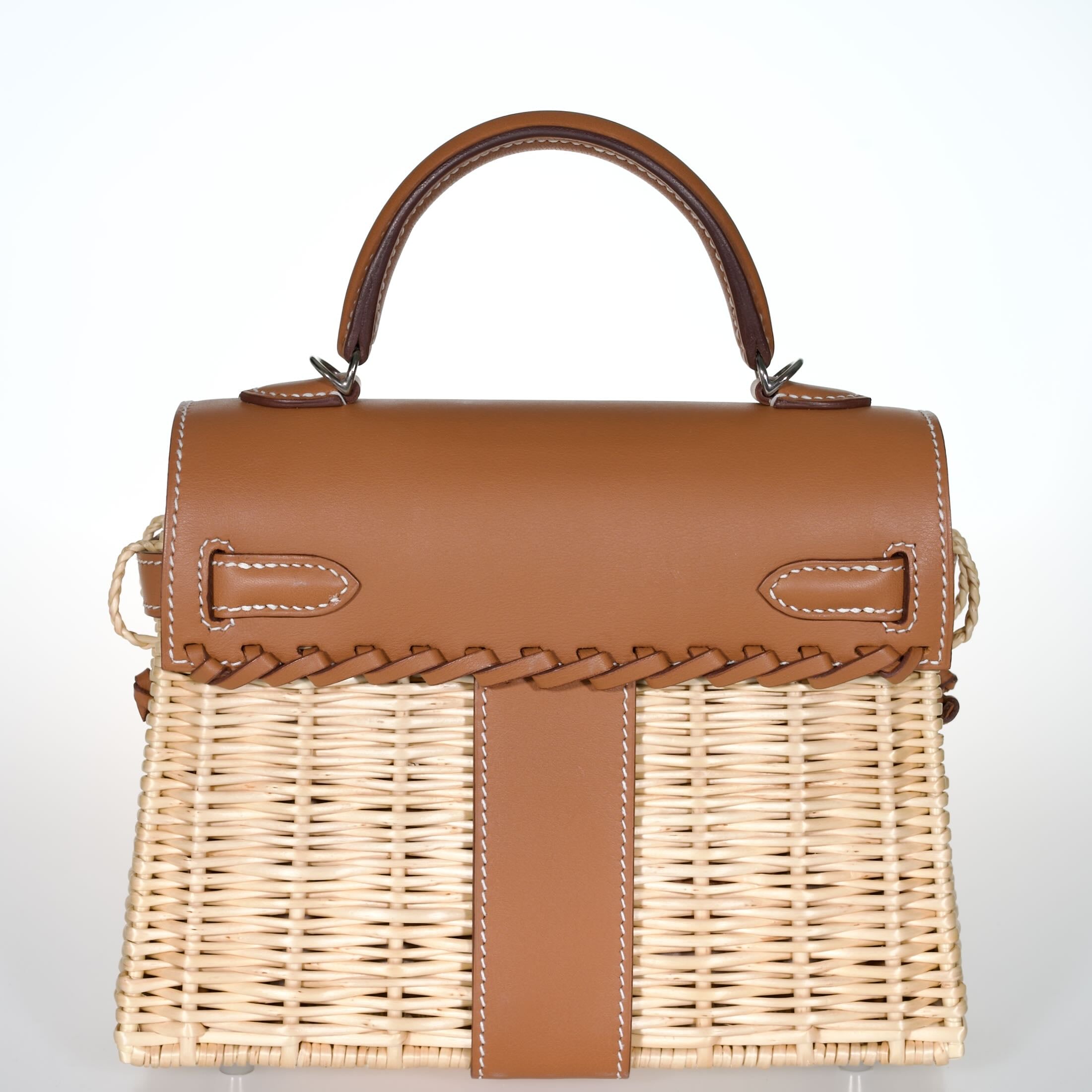 Hermès Kelly 20 Mini Picnic Swift Leather & Osier Wicker Palladium Hardware