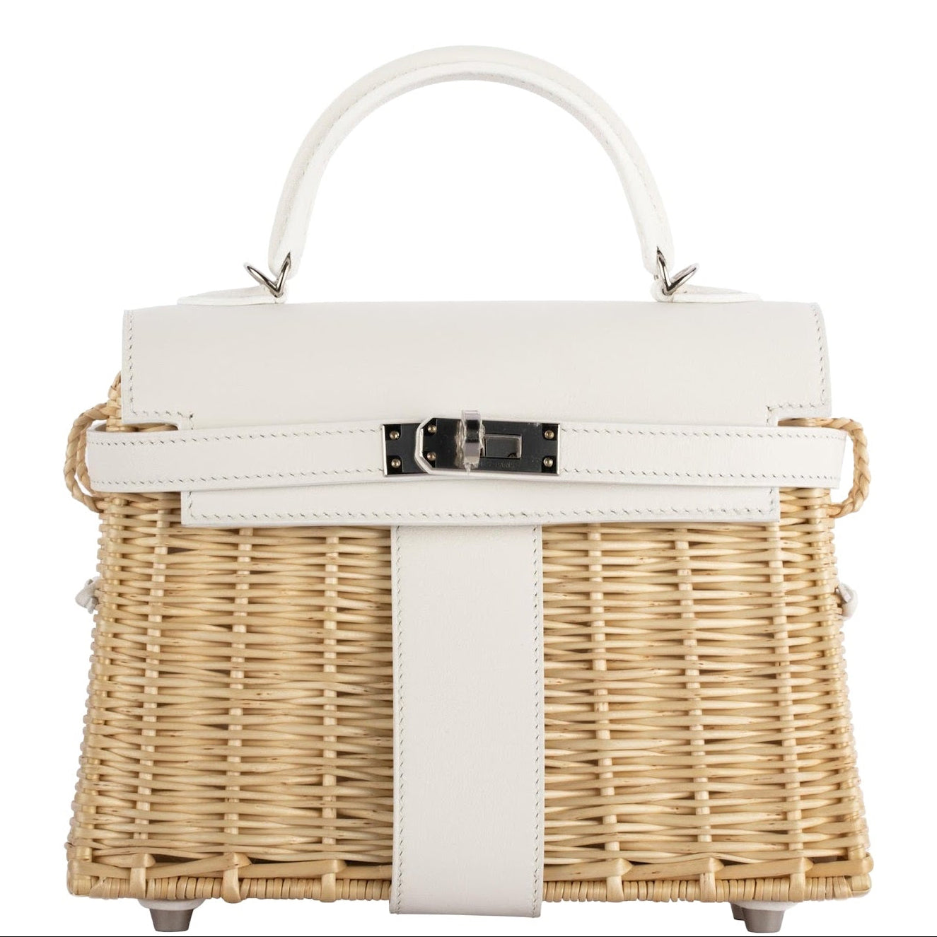 Hermès Kelly 20 Mini Picnic White, Swift & Osier Wicker Palladium Hardware