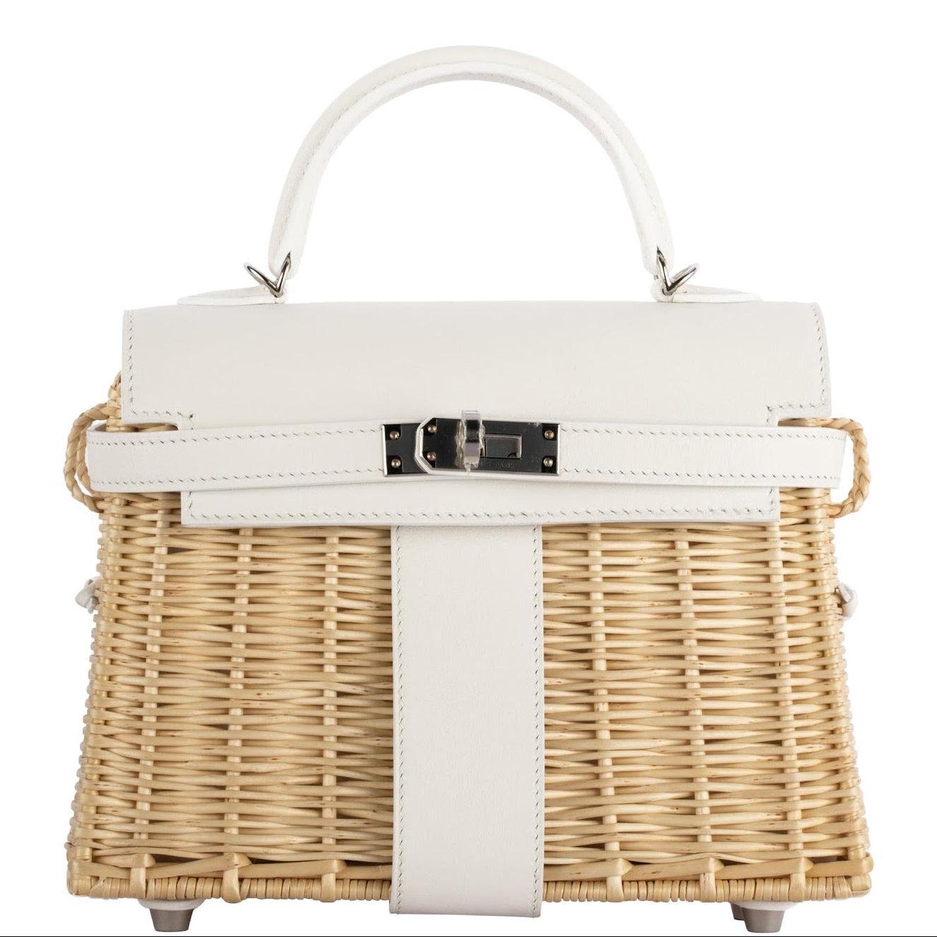 Hermès Kelly 20 Mini Picnic White, Swift & Osier Wicker Palladium Hardware