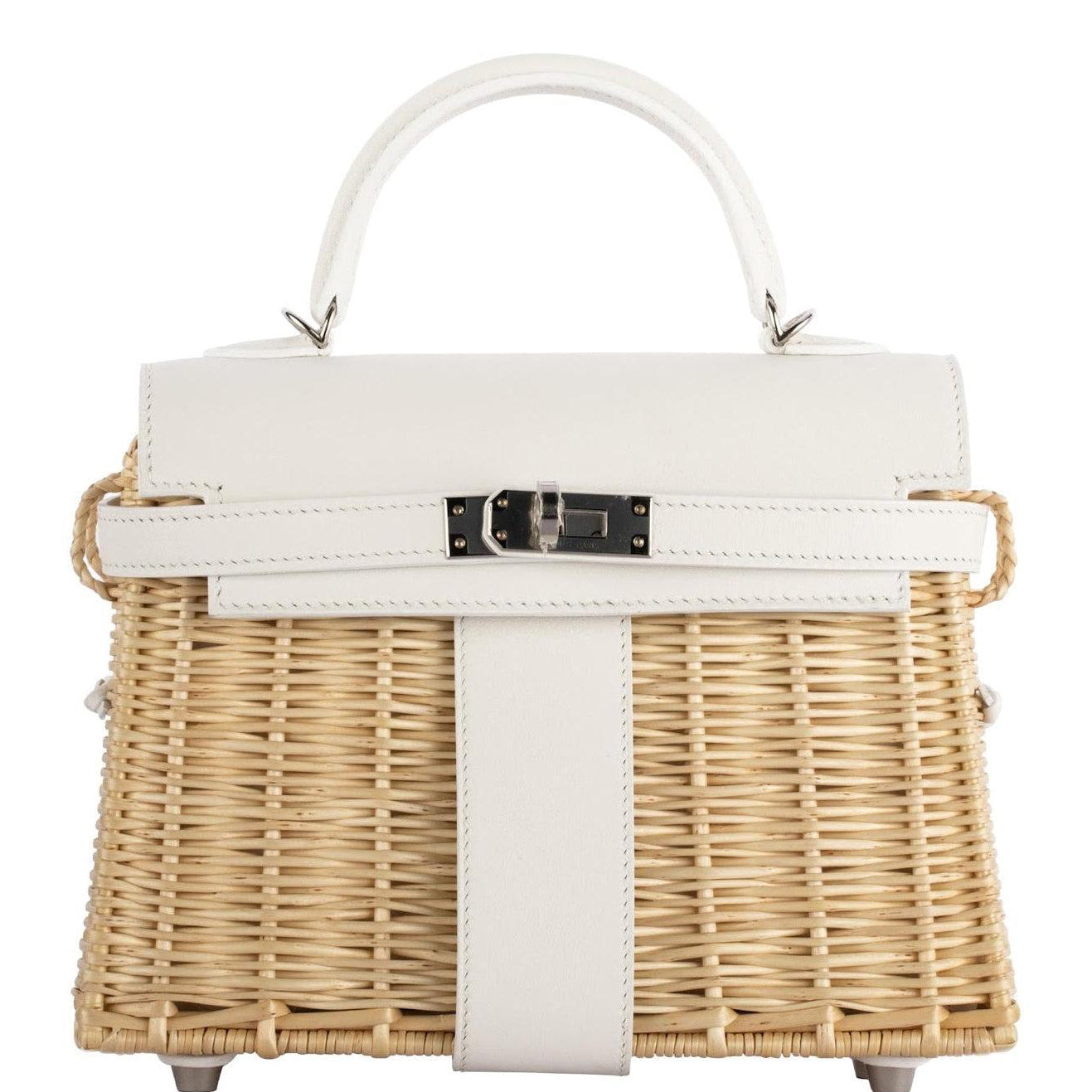 Hermès Kelly 20 Mini Picnic White, Swift & Osier Wicker Palladium Hardware