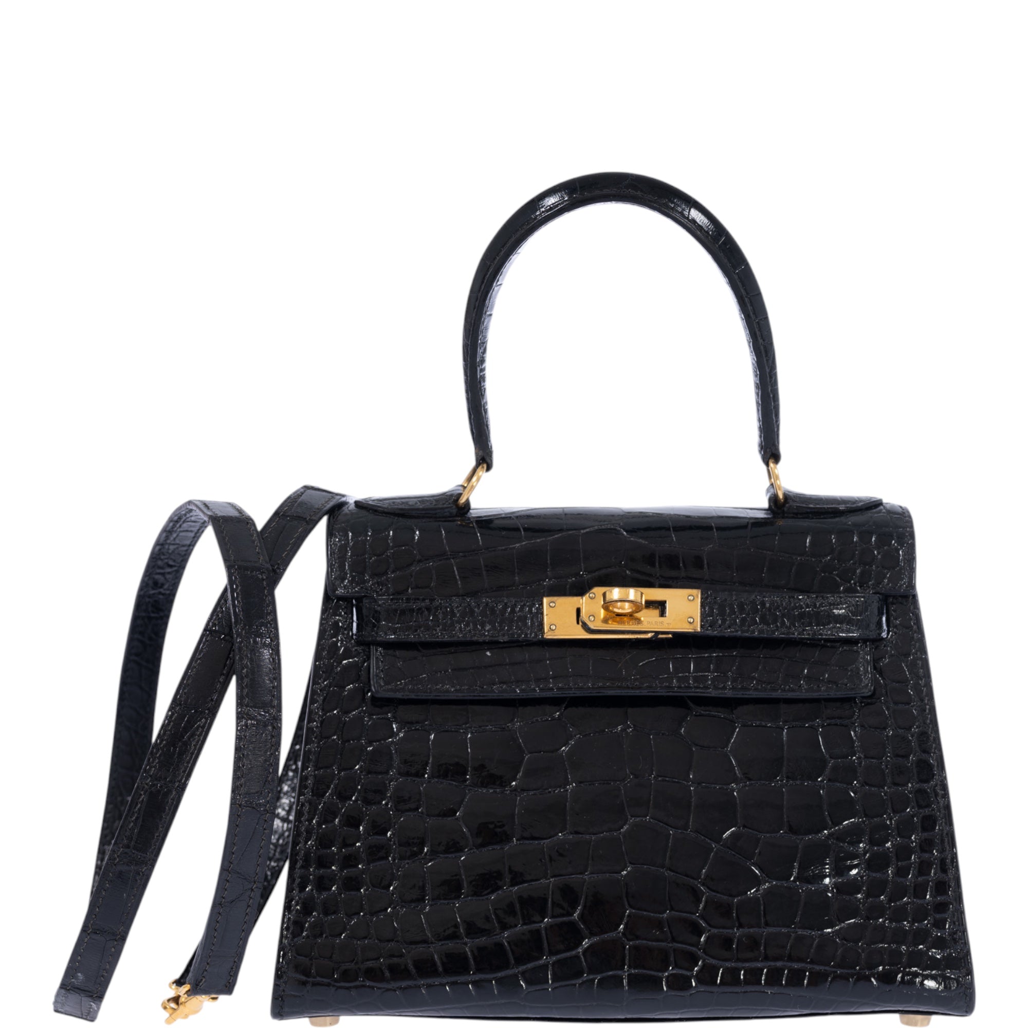 Hermès Kelly 20 Mini Retourne Vintage Black Noir Alligator with Gold Hardware