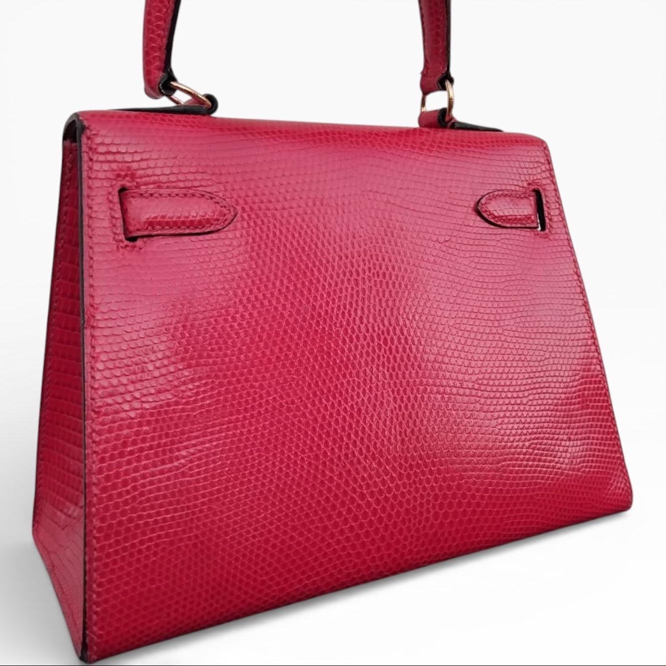 Hermès Kelly 20 Mini Retourne Vintage Rouge Vif Lizard Gold Hardware