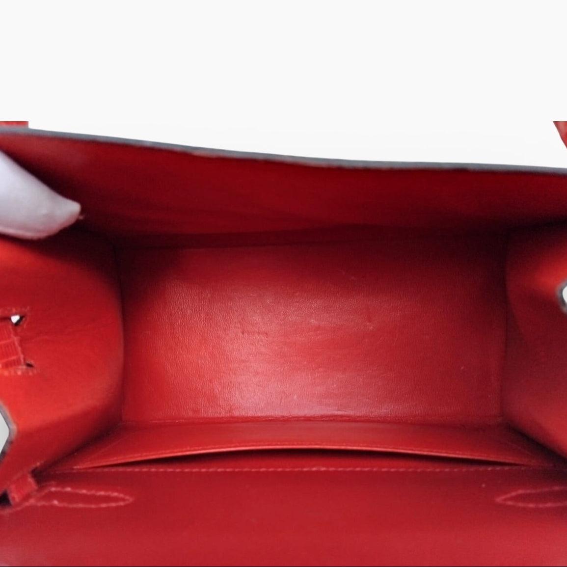 Hermès Kelly 20 Mini Retourne Vintage Rouge Vif Lizard Gold Hardware