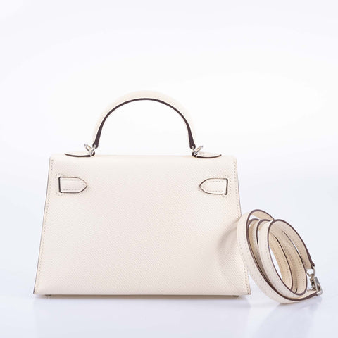Hermes Kelly 20 Mini Sellier Nata Epsom Palladium Hardware