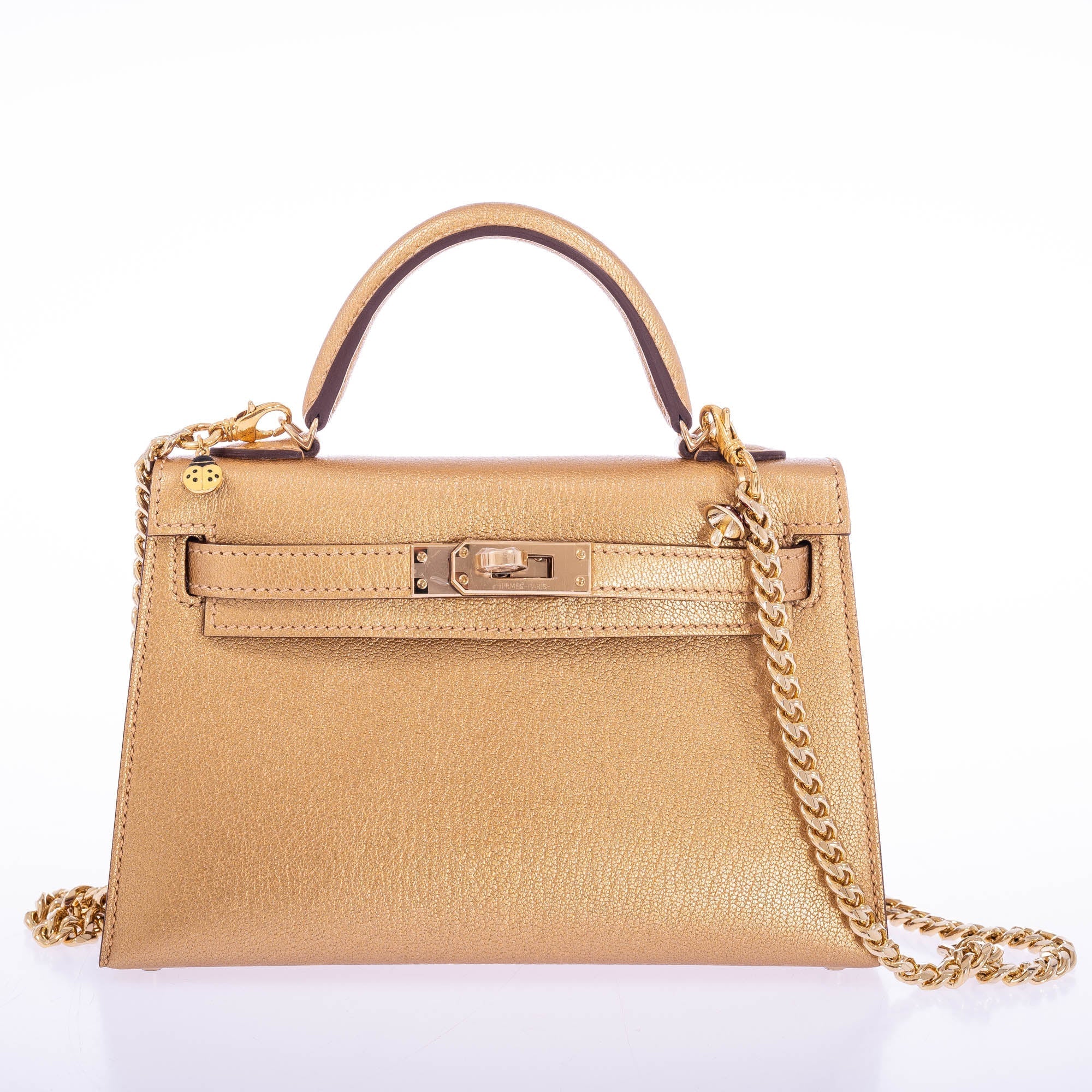 Hermès Kelly 20 Mini Sellier Olympic Gold Metallic Doré Chevre Chamkilight Gold Hardware