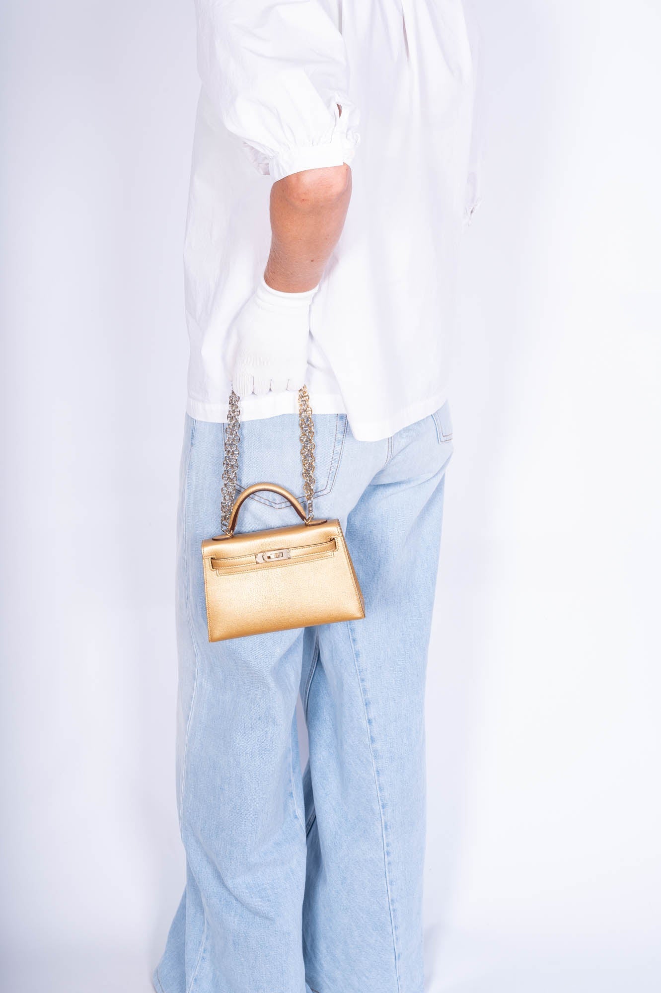 Hermès Kelly 20 Mini Sellier Olympic Gold Metallic Doré Chevre Chamkilight Gold Hardware