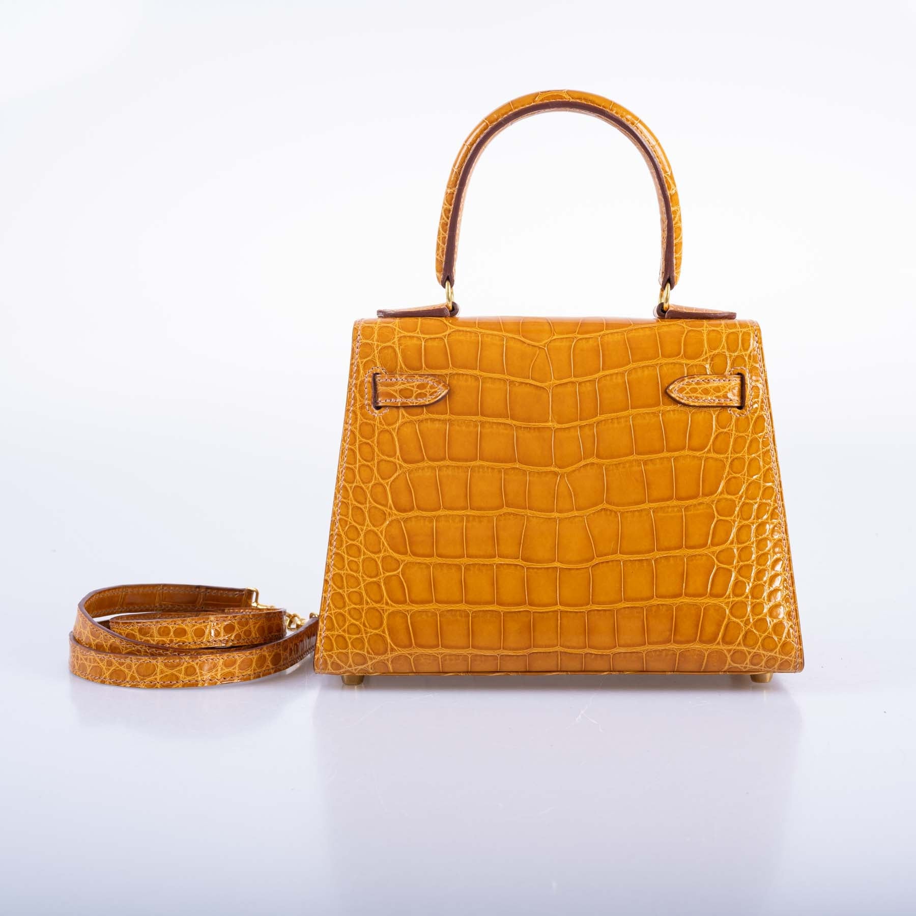 Hermès Kelly 20 Mini Sellier Saffron Alligator with Gold Hardware