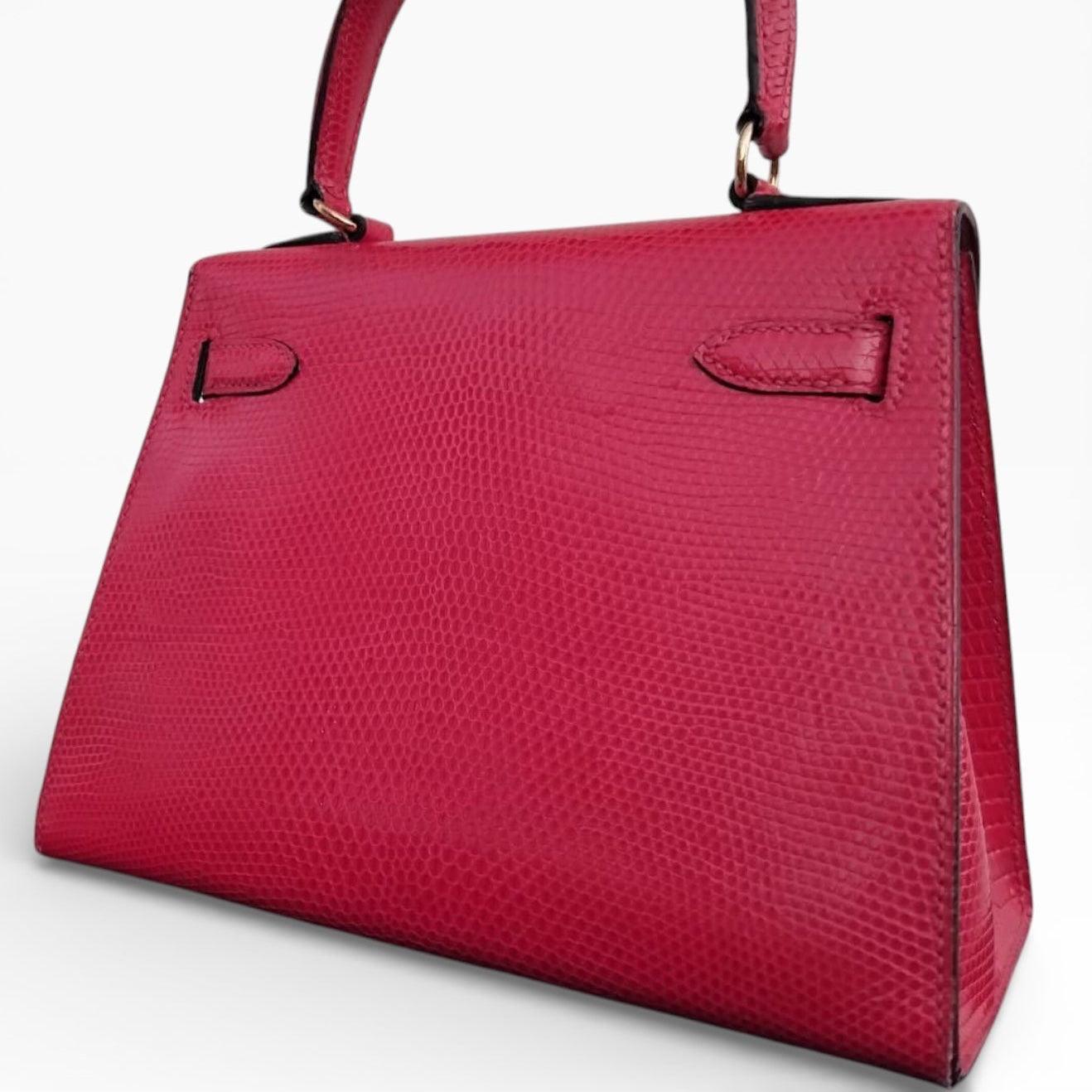 Hermès Kelly 20 Mini Sellier Vintage Rouge Vif Lizard Gold Hardware