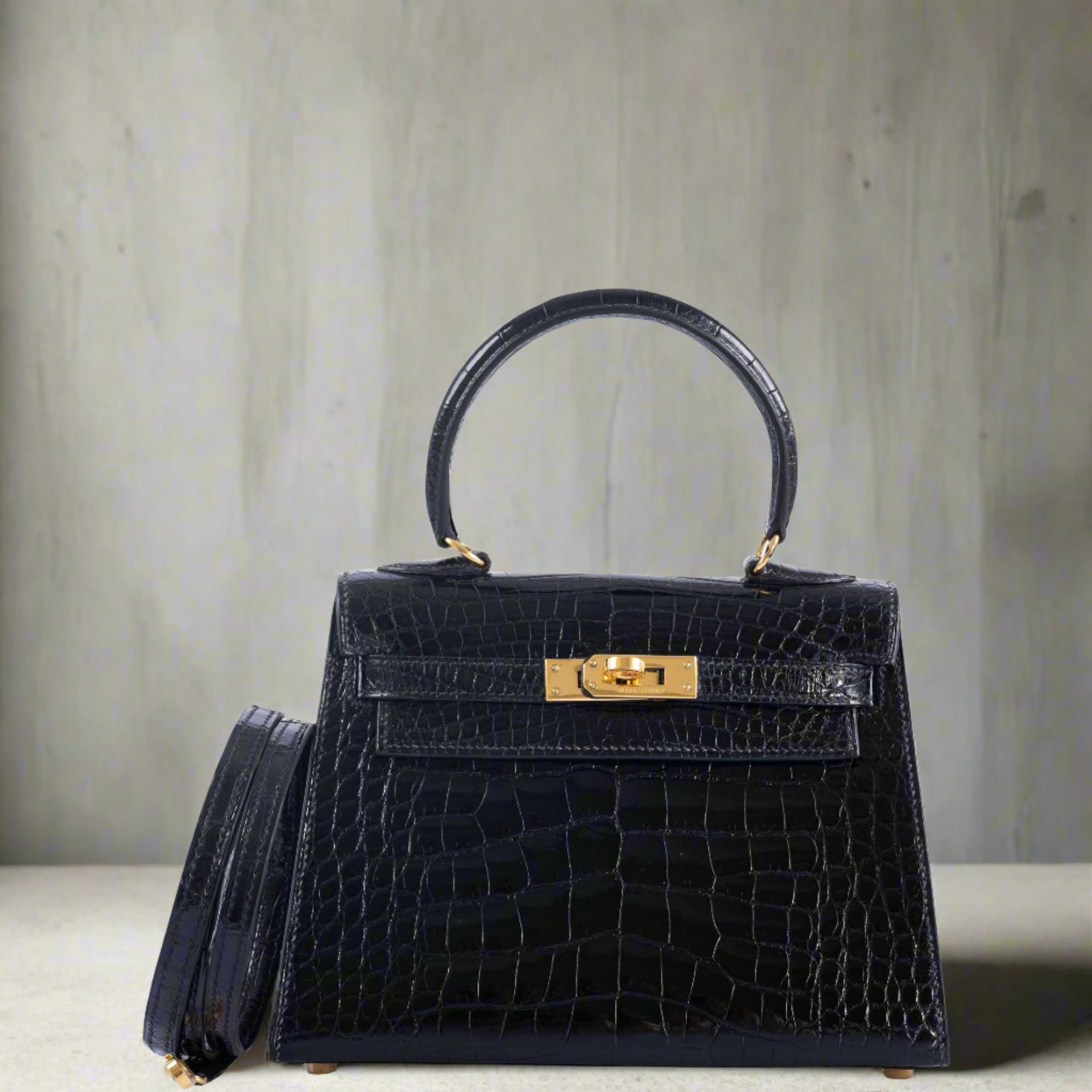 Hermès Kelly 20 Mini Vintage Black Noir Alligator with Gold Hardware