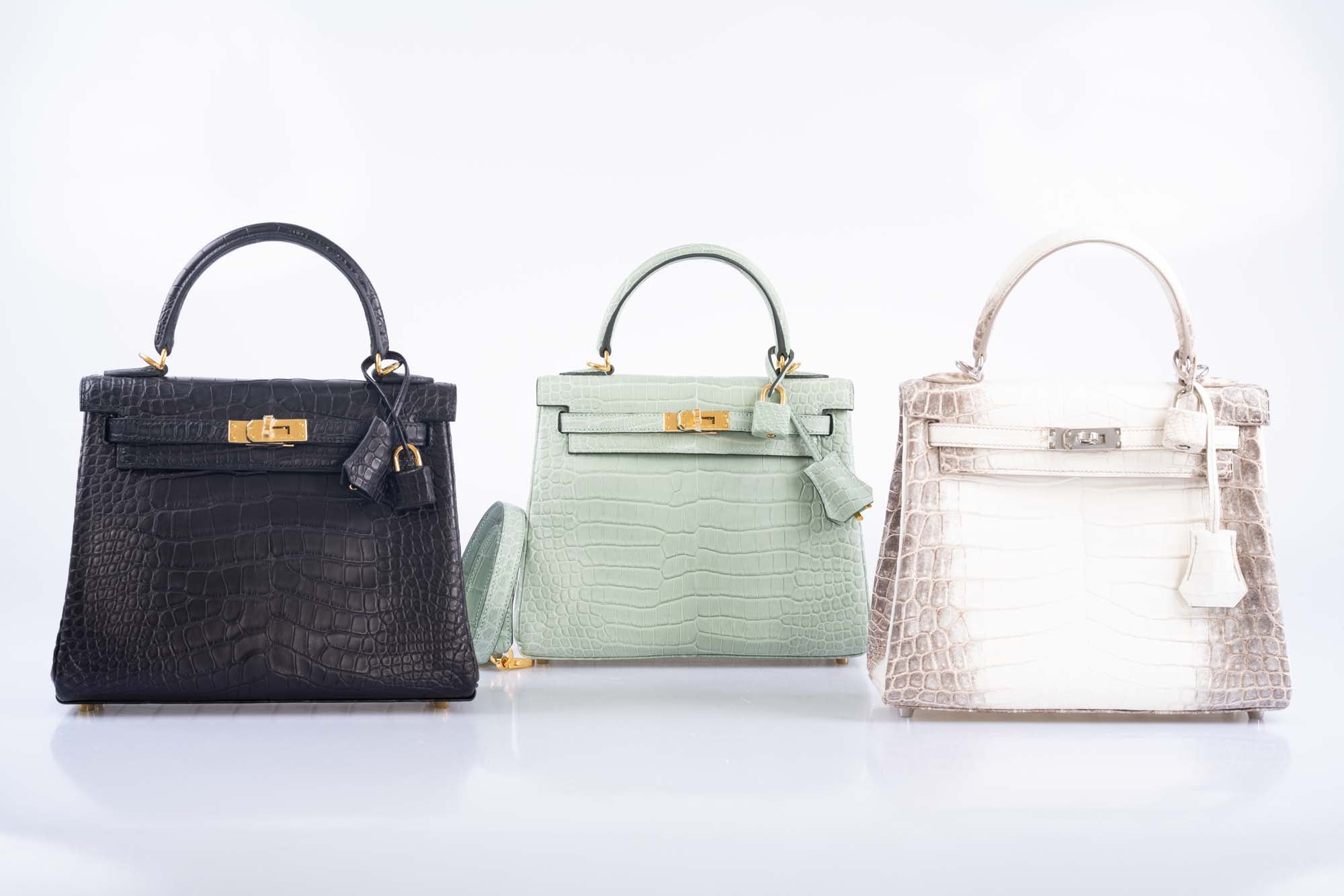Hermès Kelly 25 Matte Vert d'Eau Porosus Crocodile Gold Hardware