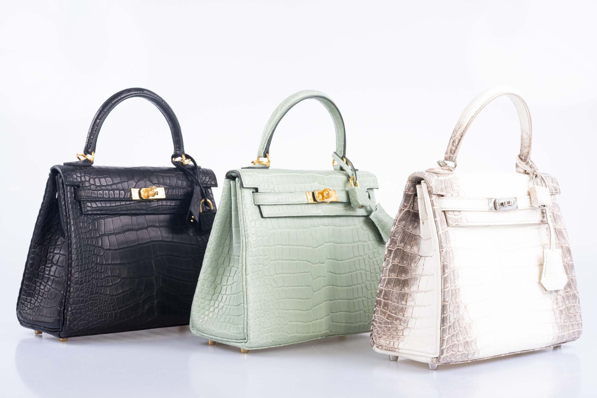 Hermès Kelly 25 Matte Vert d'Eau Porosus Crocodile Gold Hardware
