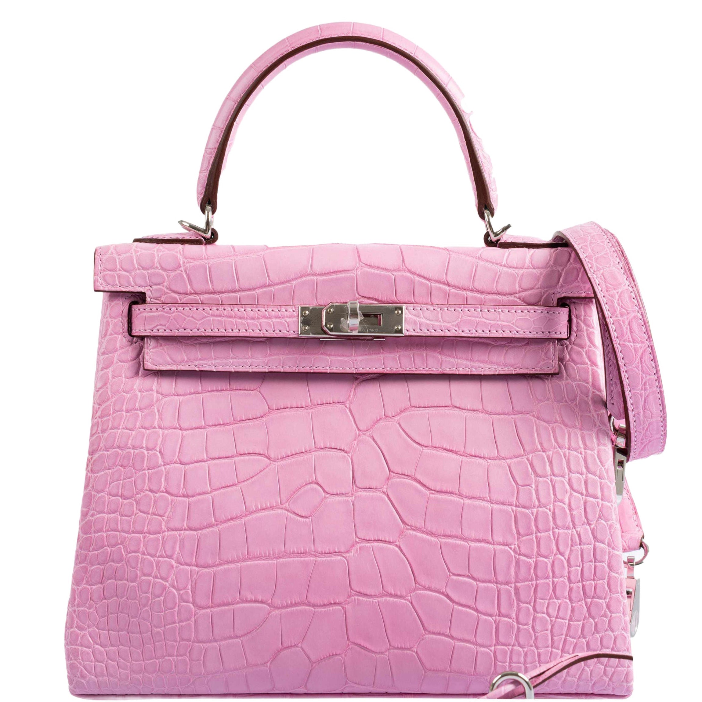 Hermès Kelly 25 Retourne 5P Bubblegum Pink Matte Alligator Palladium Hardware