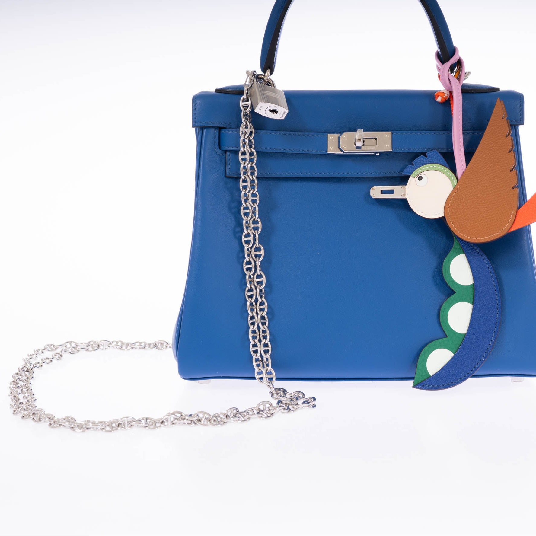 Hermès Kelly 25 Retourne Blue France Swift Palladium Hardware