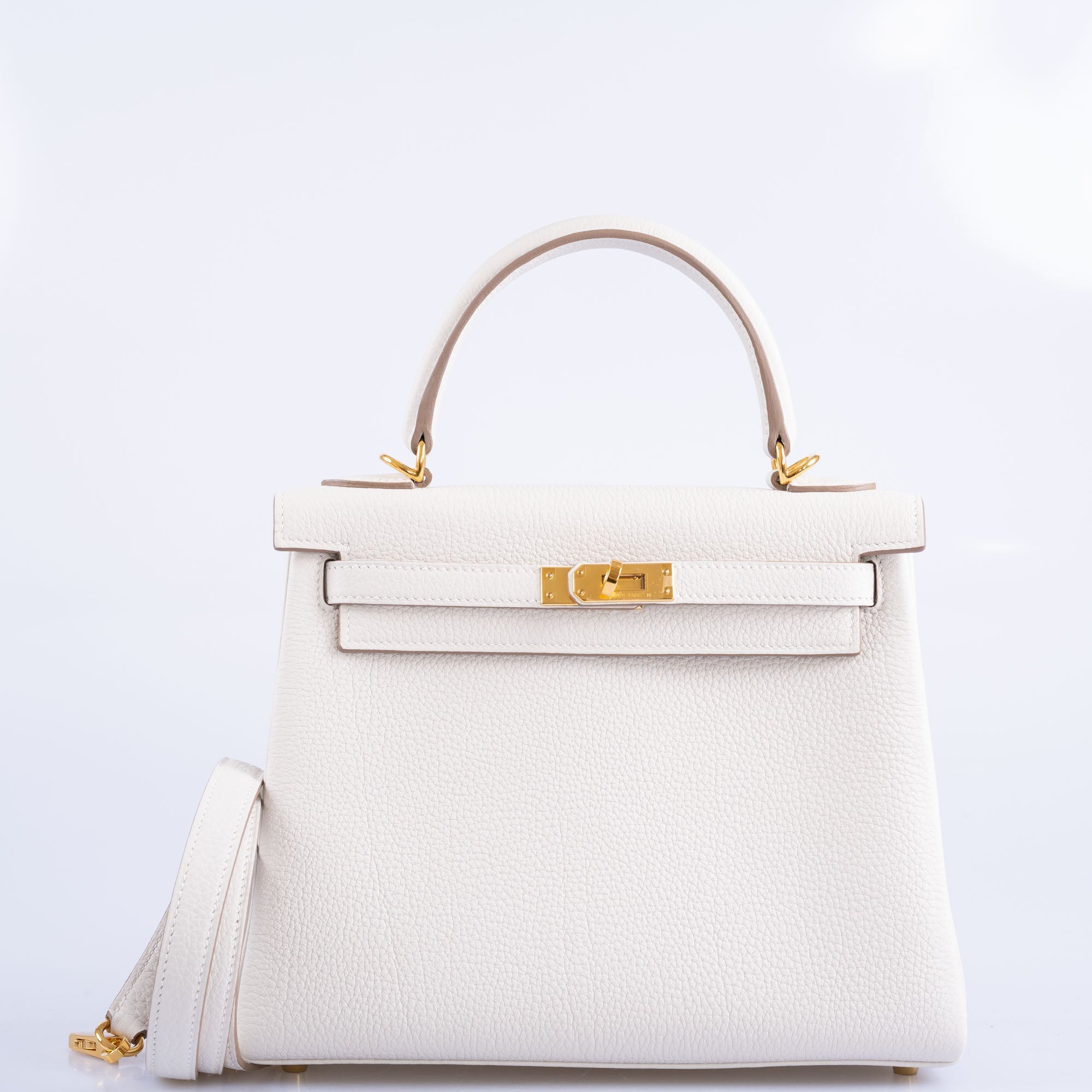 Hermès Kelly 25 Retourne Gris Pale Togo Gold Hardware