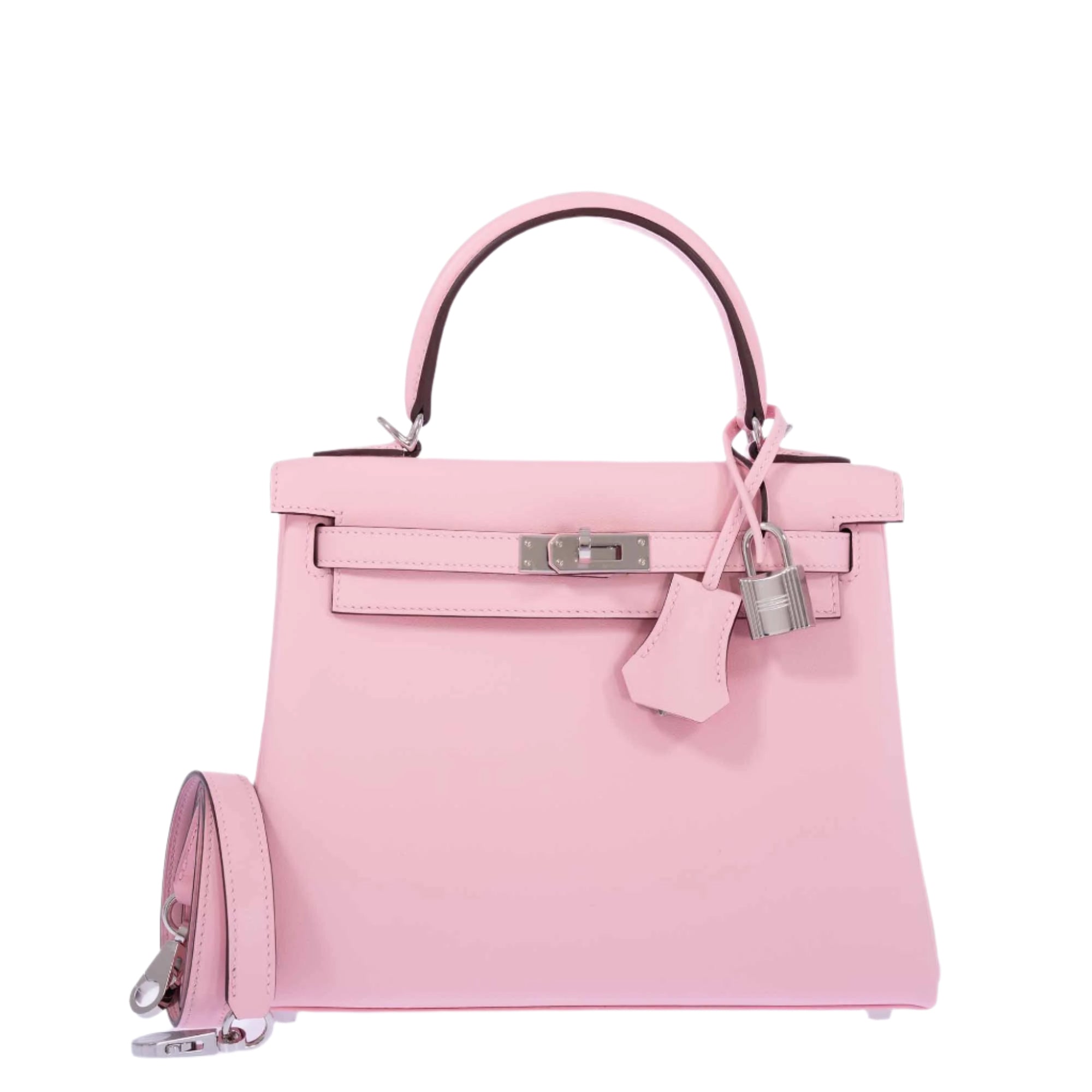 Hermès Kelly 25 Retourne Rose Sakura Swift Palladium Hardware | JANEFINDS