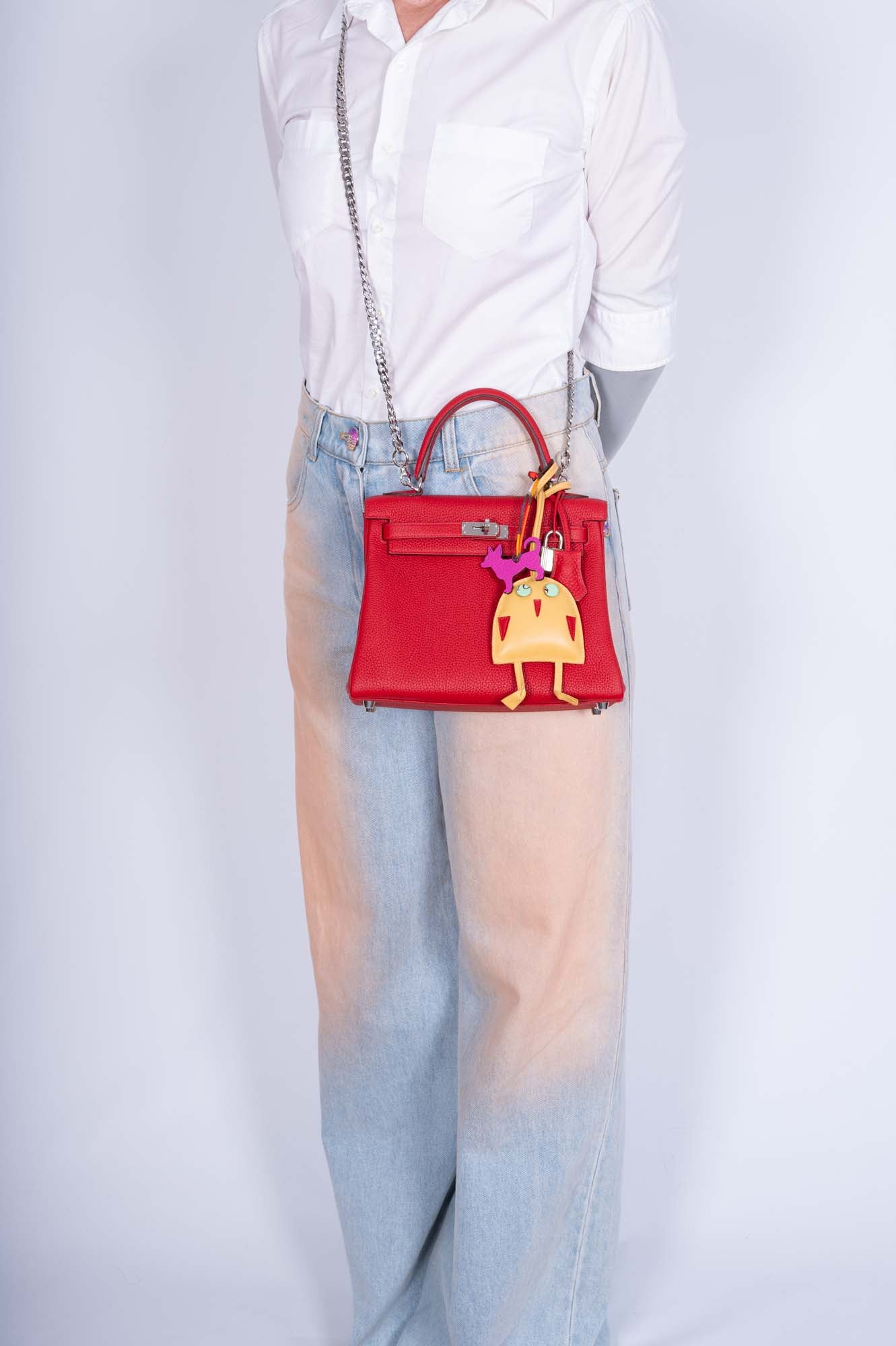 Hermès Kelly 25 Retourne Rouge Casaque Togo Palladium Hardware