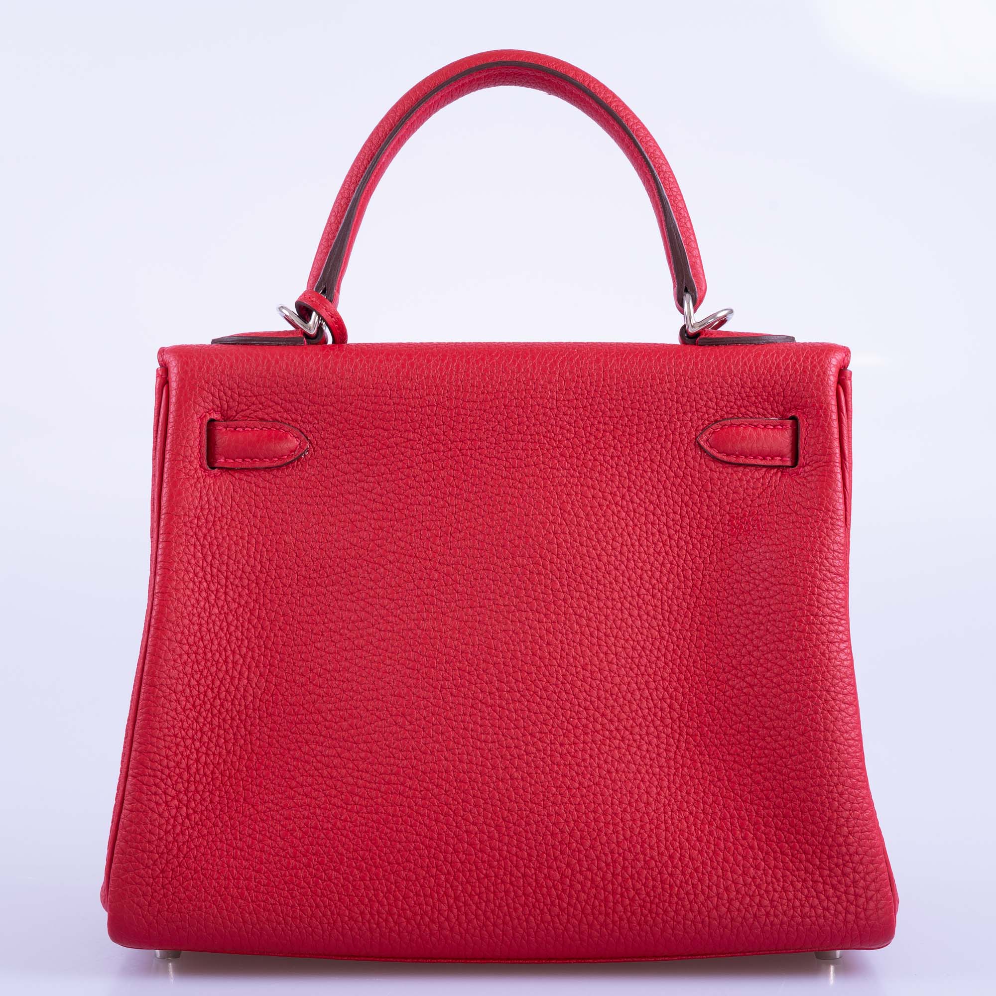 Hermès Kelly 25 Retourne Rouge Casaque Togo Palladium Hardware
