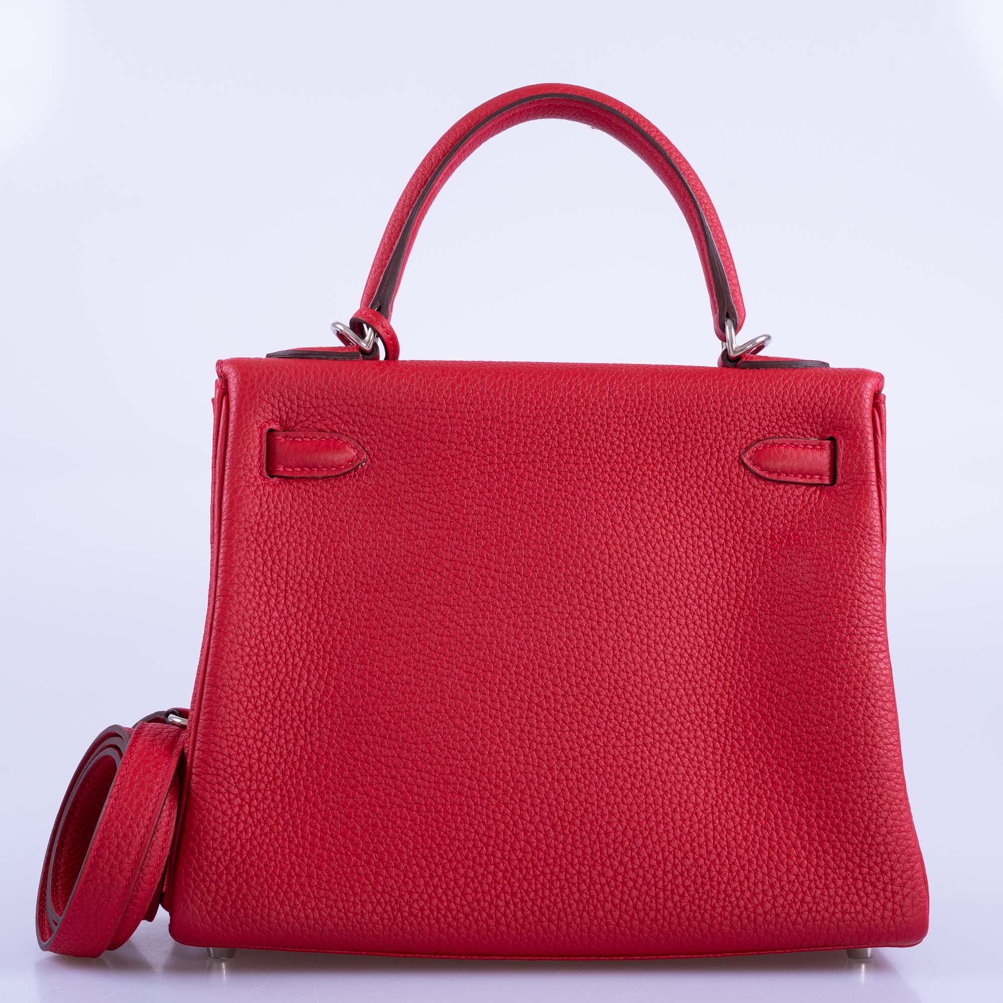 Hermès Kelly 25 Retourne Rouge Casaque Togo Palladium Hardware