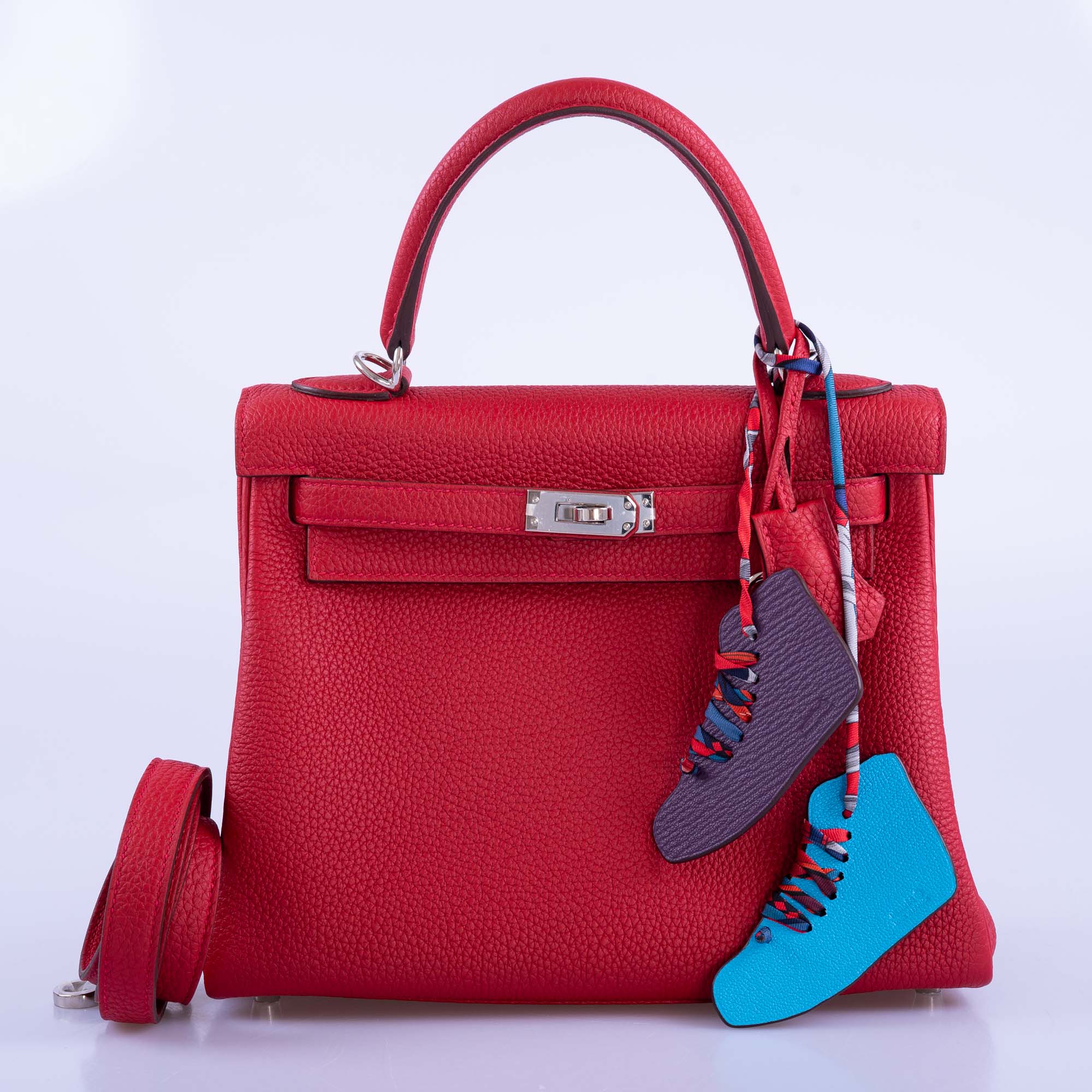 Hermès Kelly 25 Retourne Rouge Casaque Togo Palladium Hardware
