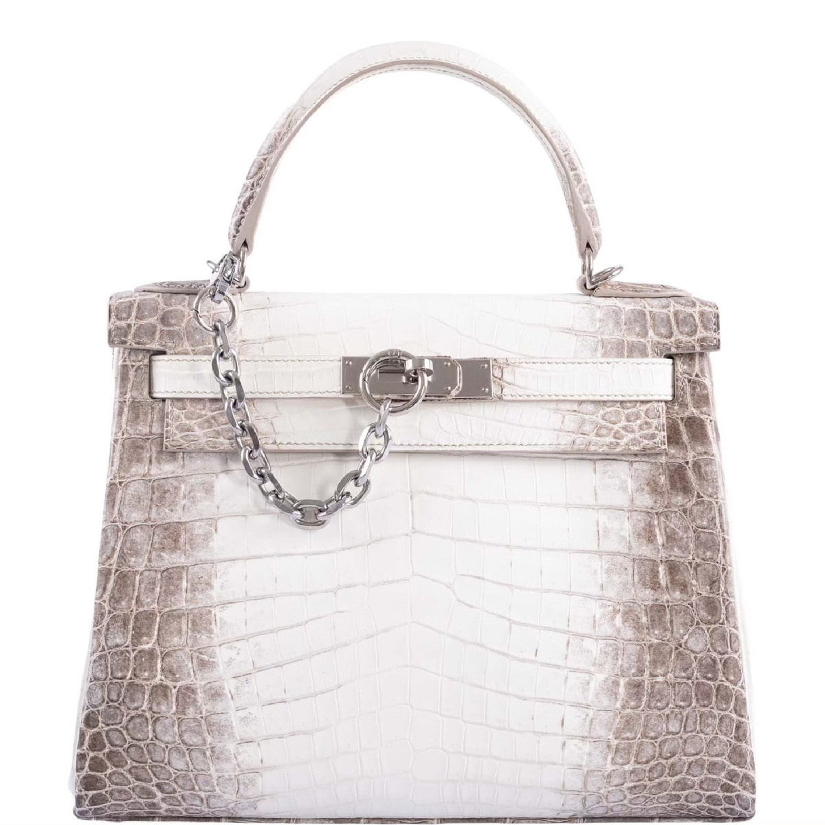 Hermès Kelly 25 Retourne White Himalayan Niloticus Crocodile